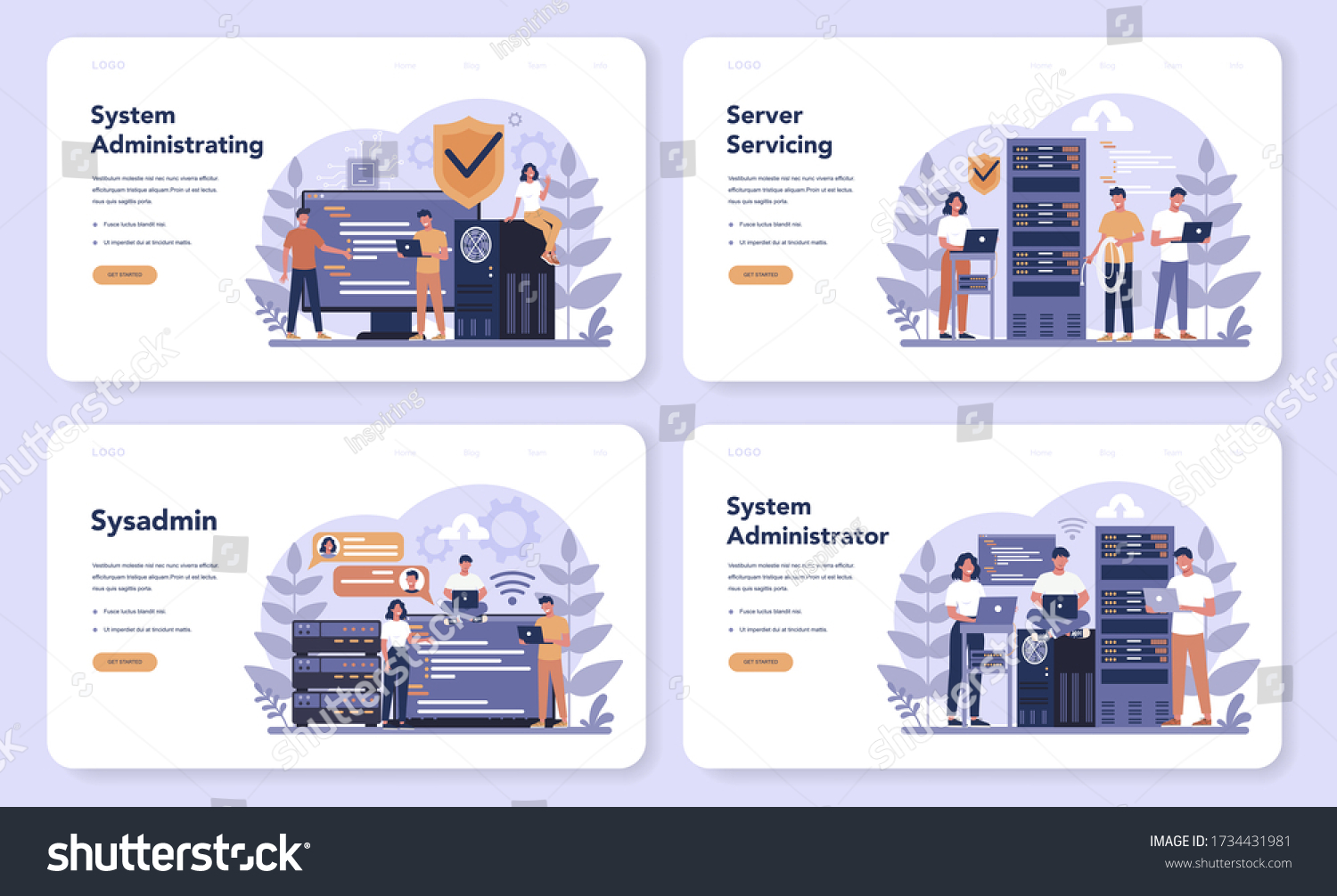 System Administrator Web Banner Landing Page Stock Vector (Royalty Free