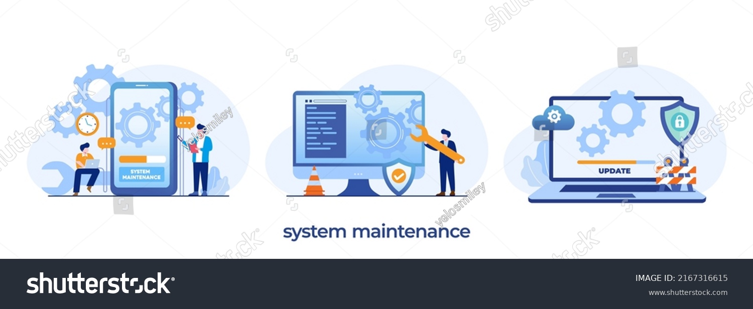 System Maintenance Update Program Application Technology Stock Vector ...