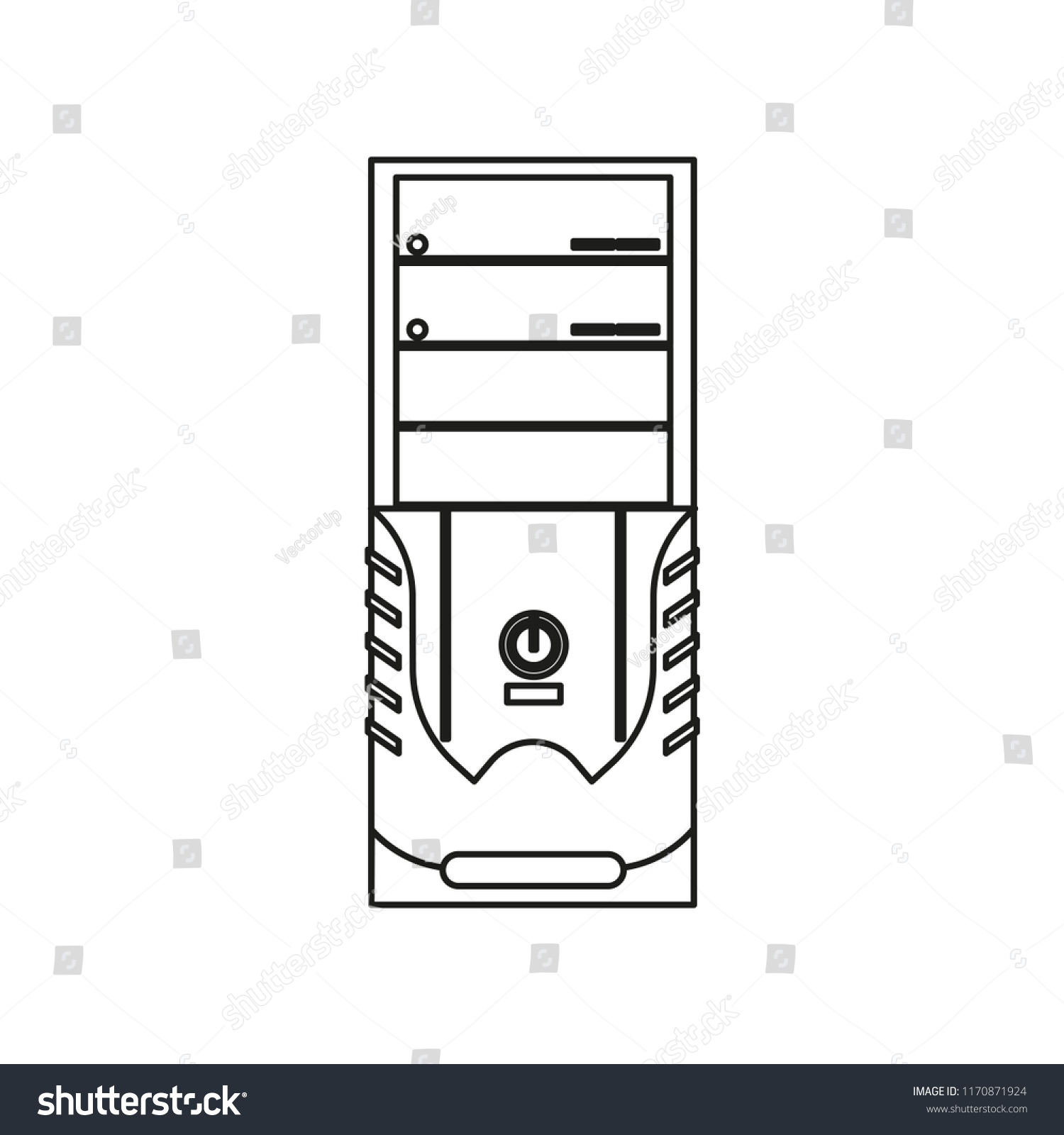 System Pc Tower Unit Line Icon Stock Vector Royalty Free