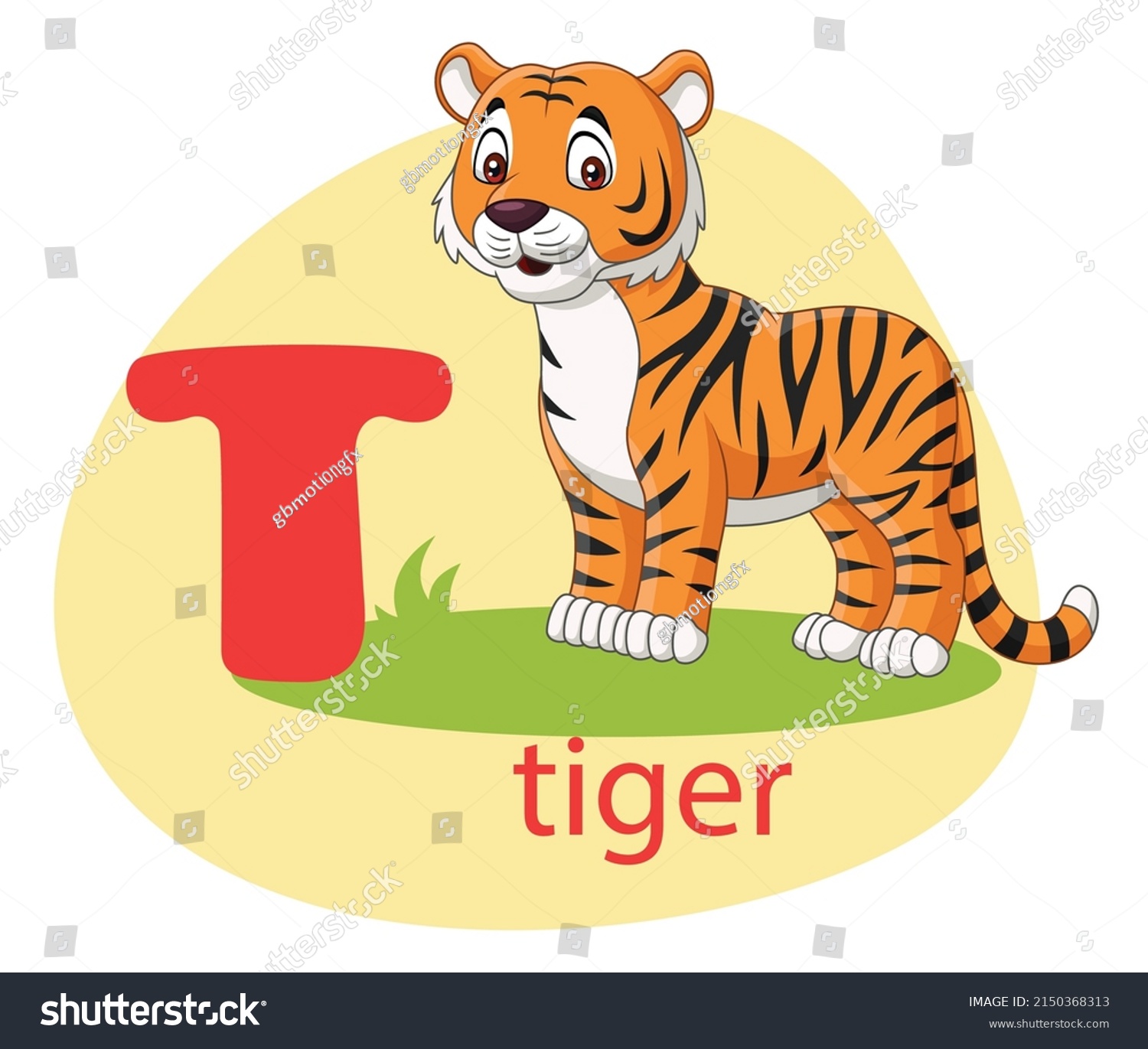 T Tiger Alphabet Learning Stock Vector (Royalty Free) 2150368313 ...