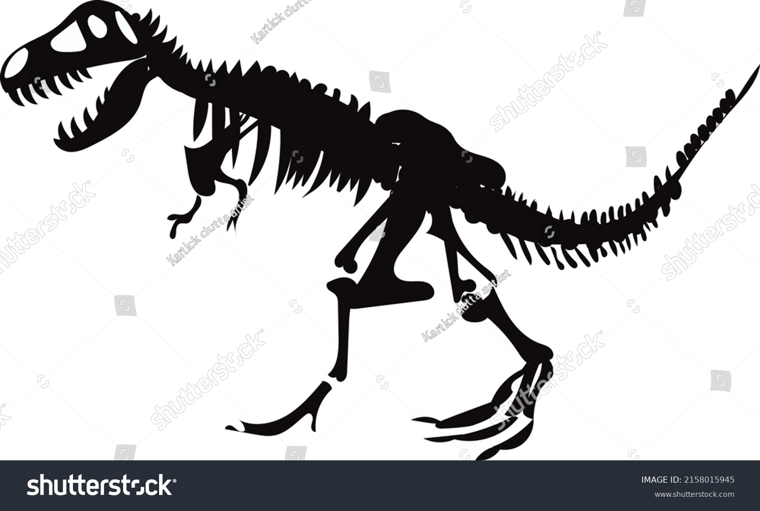 T Rex Dinosaur Skeleton Negative Space Stock Vector (Royalty Free ...