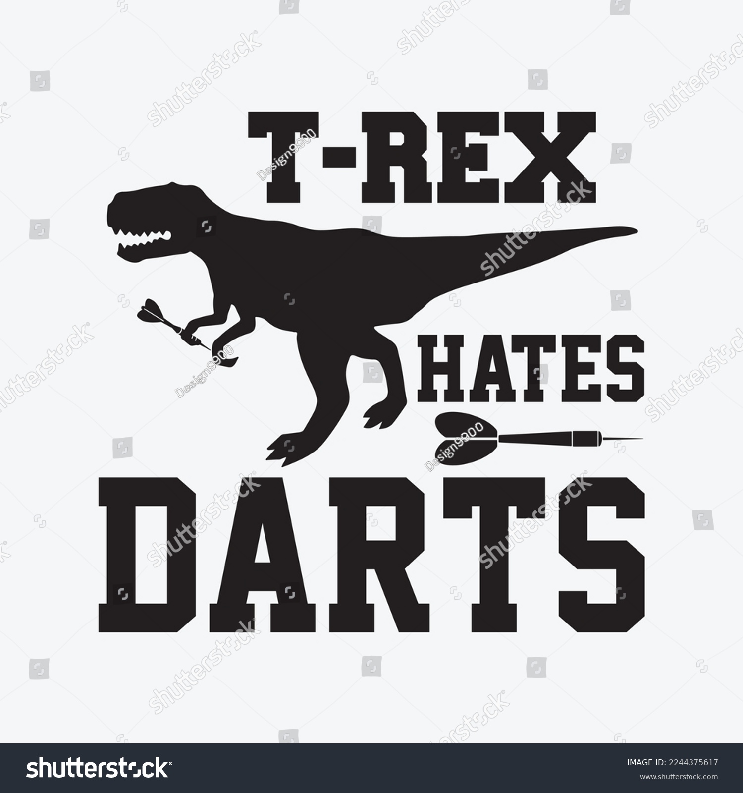 SVG of T-rex Hates Darts Funny Dart Player Dinosaur svg