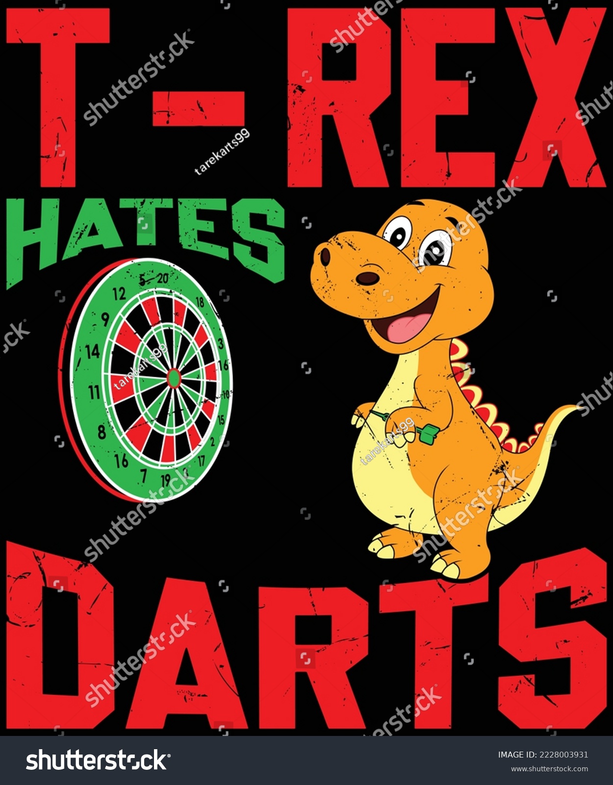 SVG of T-Rex hates Darts t-shirt design. svg