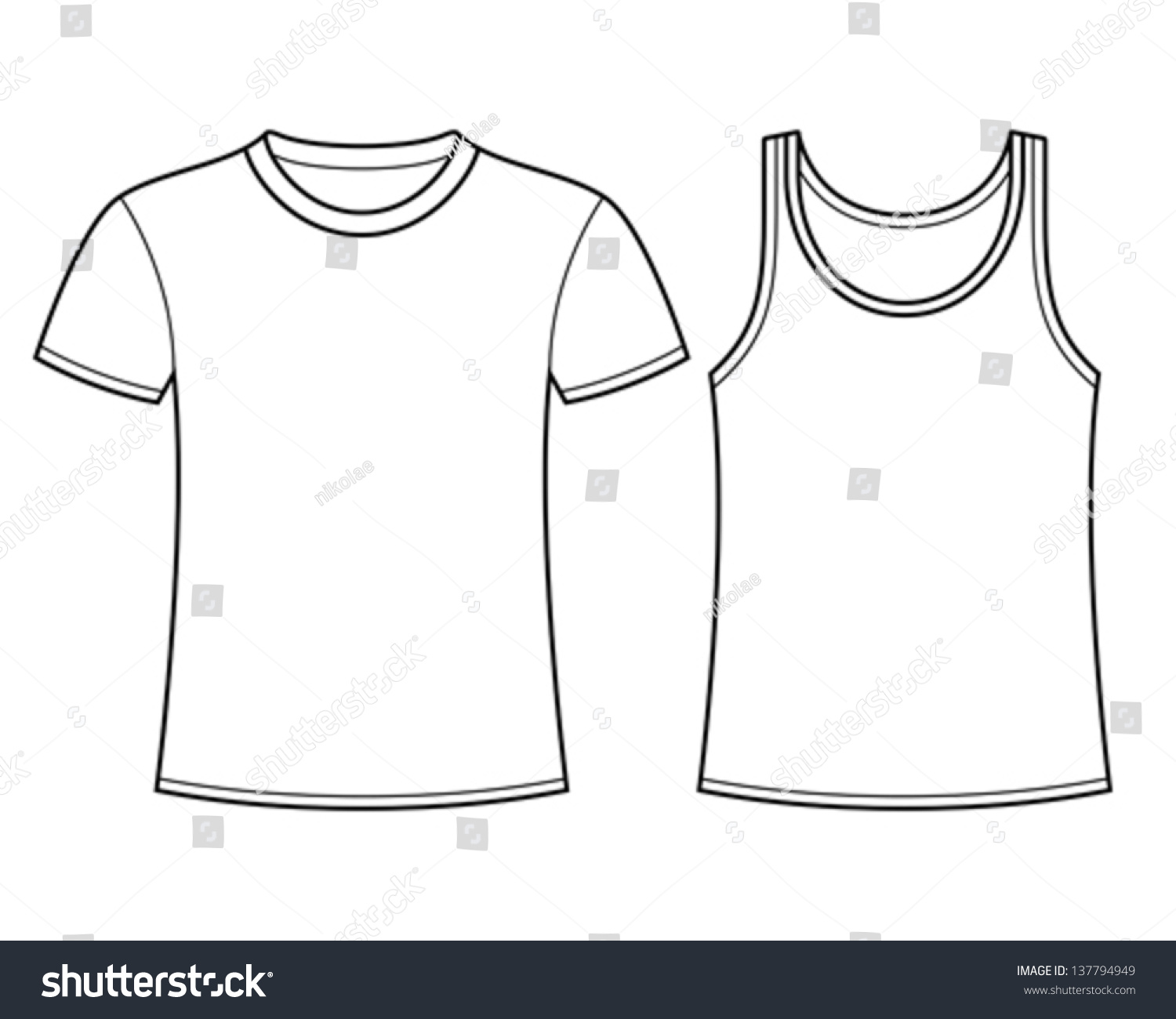 Tshirt Singlet Template Stock Vector 137794949 - Shutterstock