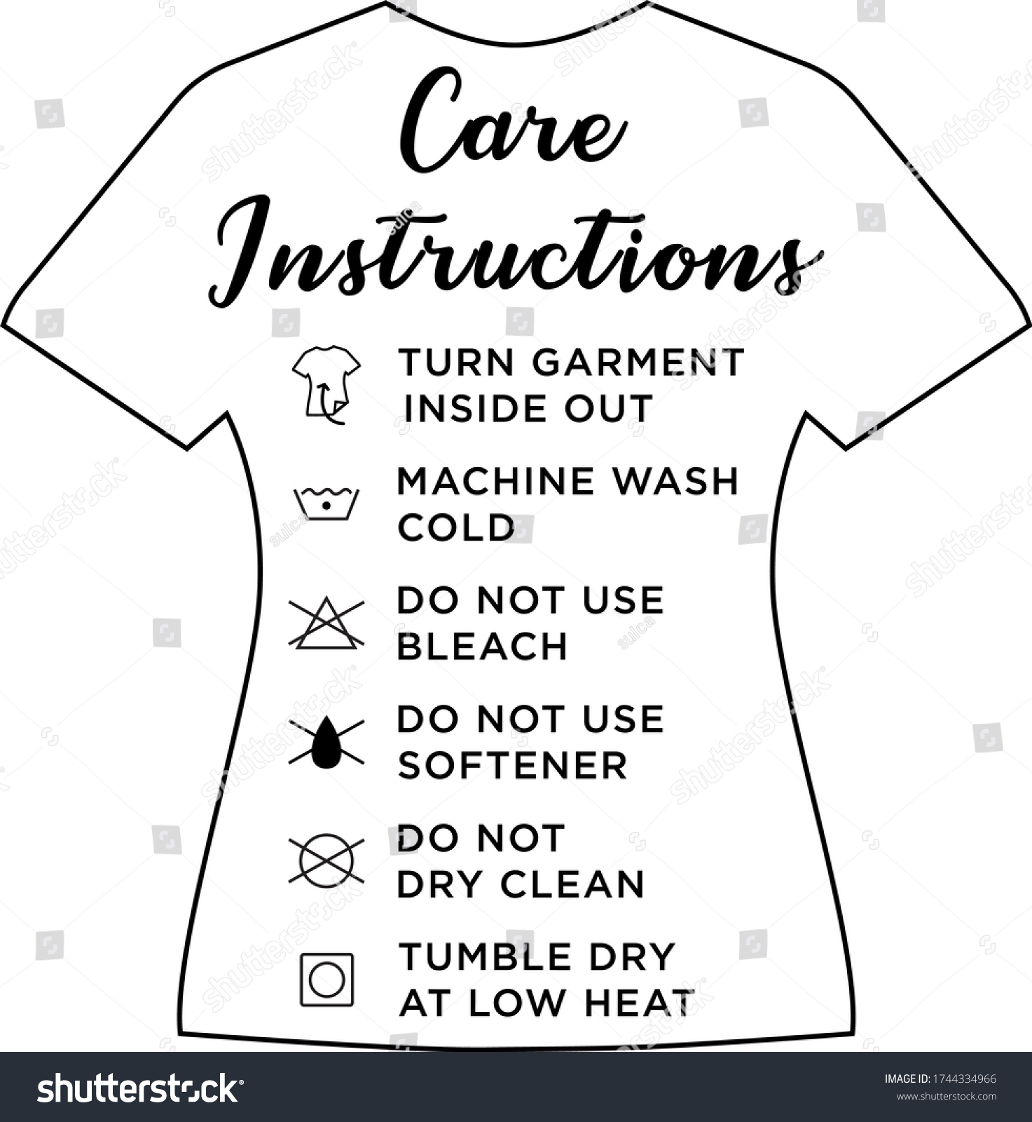SVG of T-Shirt Care Instructions Card Vector svg