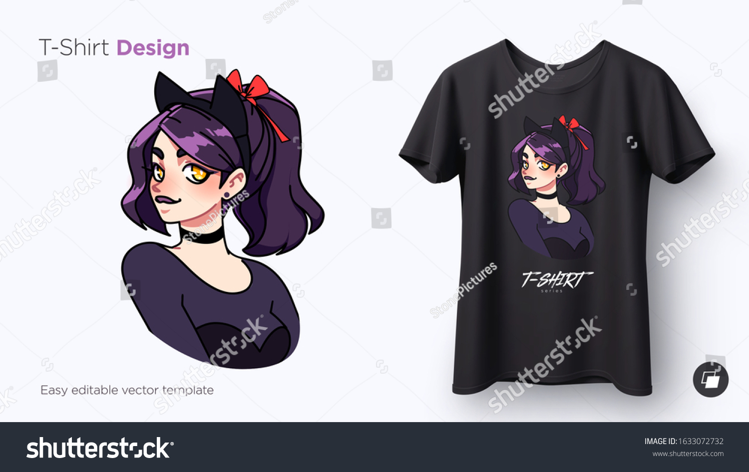 Tshirt Design Cute Stylish Smiling Girl Stock Vector (Royalty Free ...