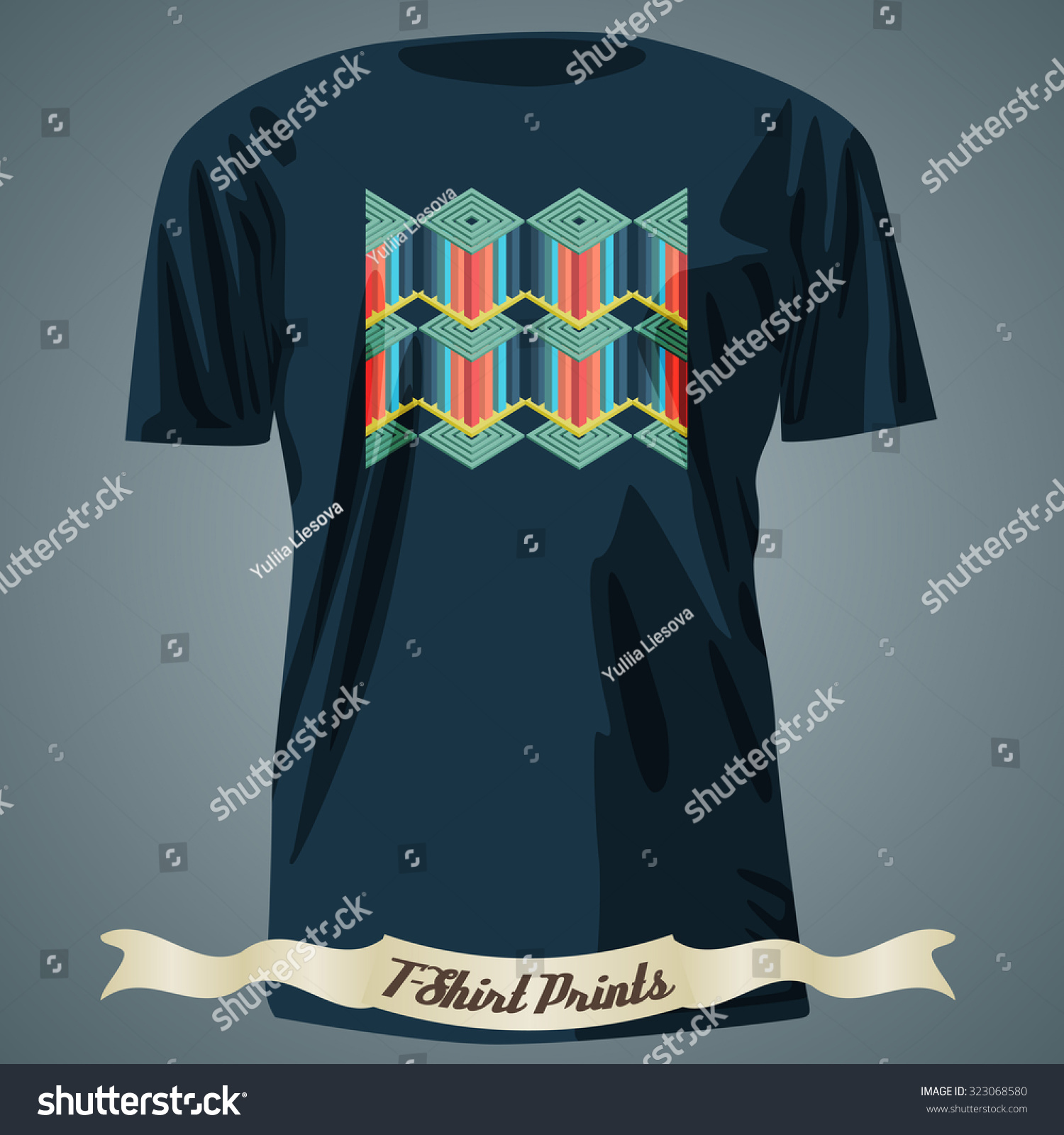 TShirt Design With Colorful Abstract Ornate Pattern Stock Vector