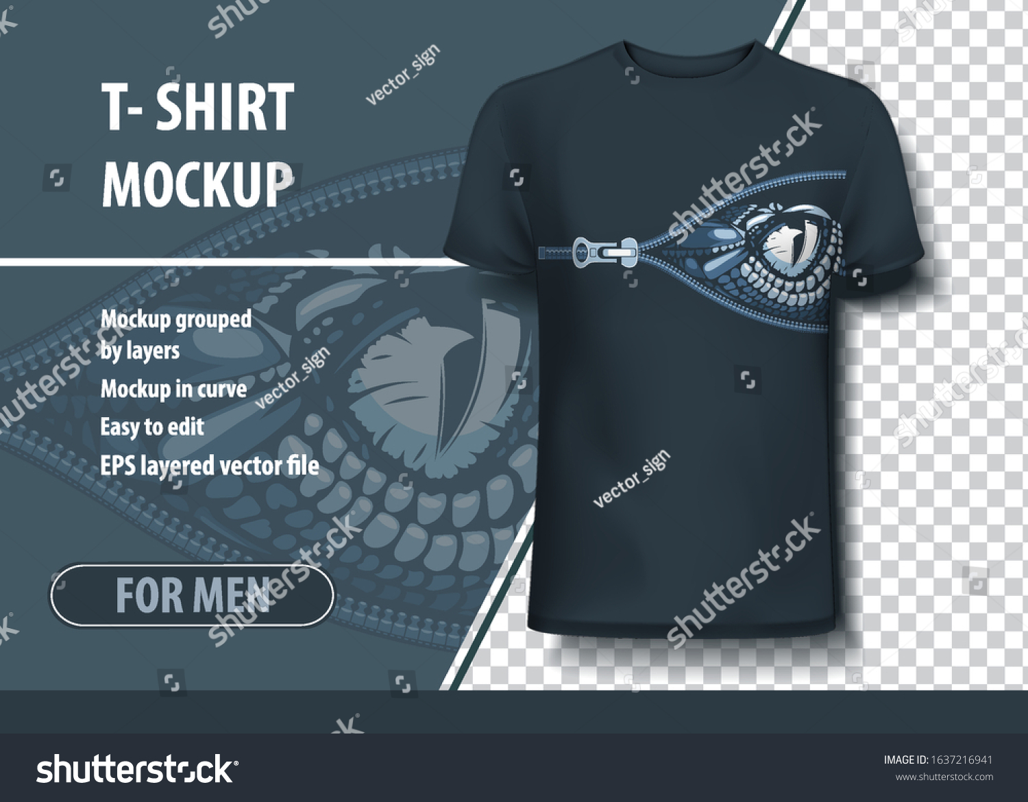 Download Tshirt Mockup Template Open Zipper Monster Stock Vector Royalty Free 1637216941