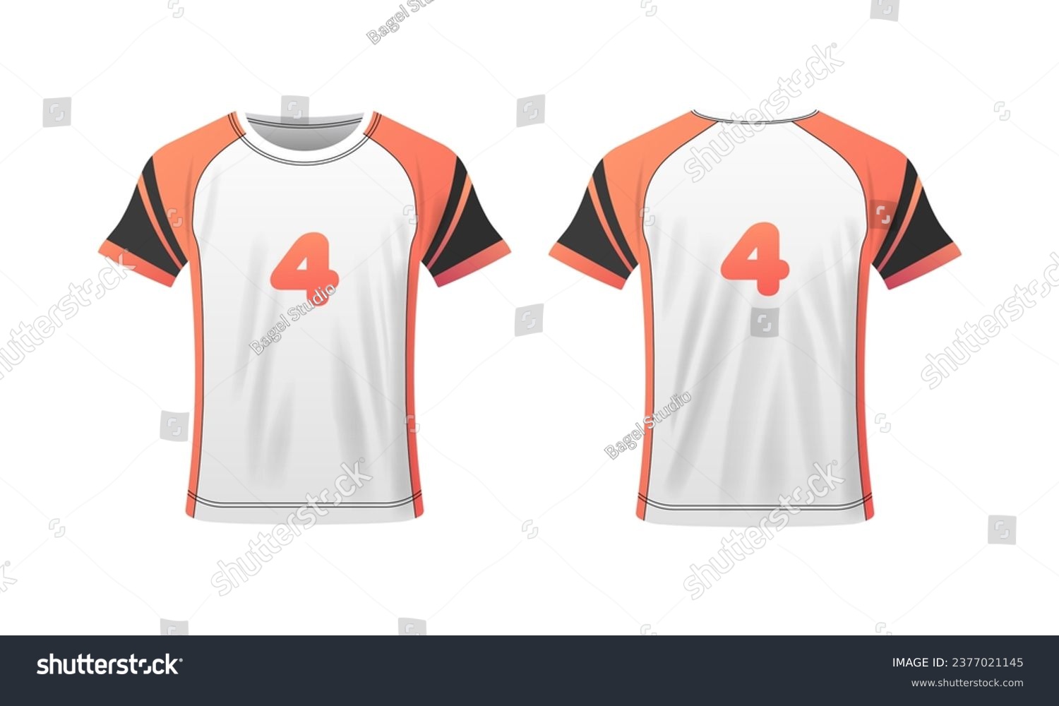 SVG of T-shirt mockup. Flat, color, number 4, T-shirt layout, T-shirt mockup with numbers. Vector icons svg