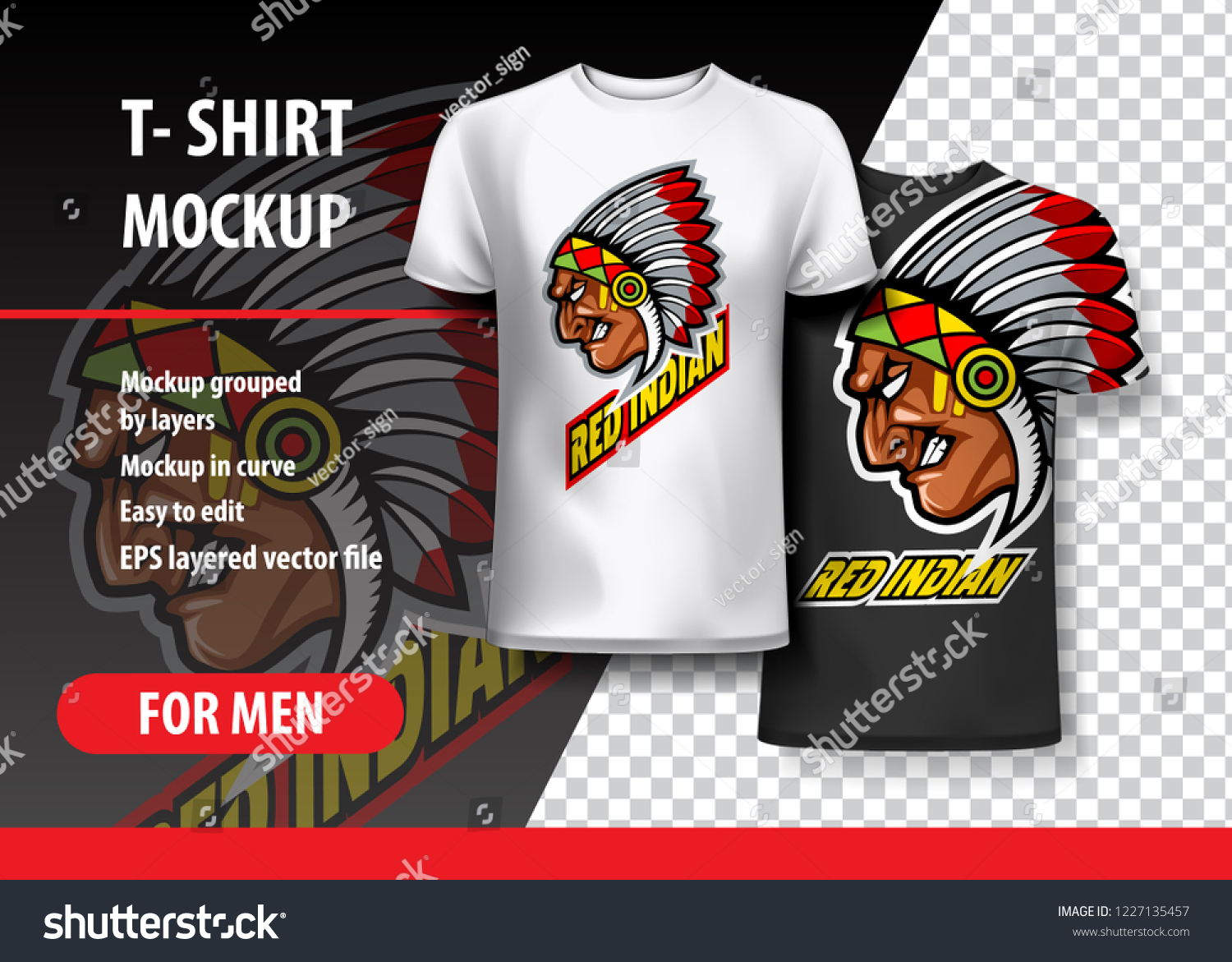 Download Tshirt Mockup Indian Side Head Fully Stock Vector Royalty Free 1227135457