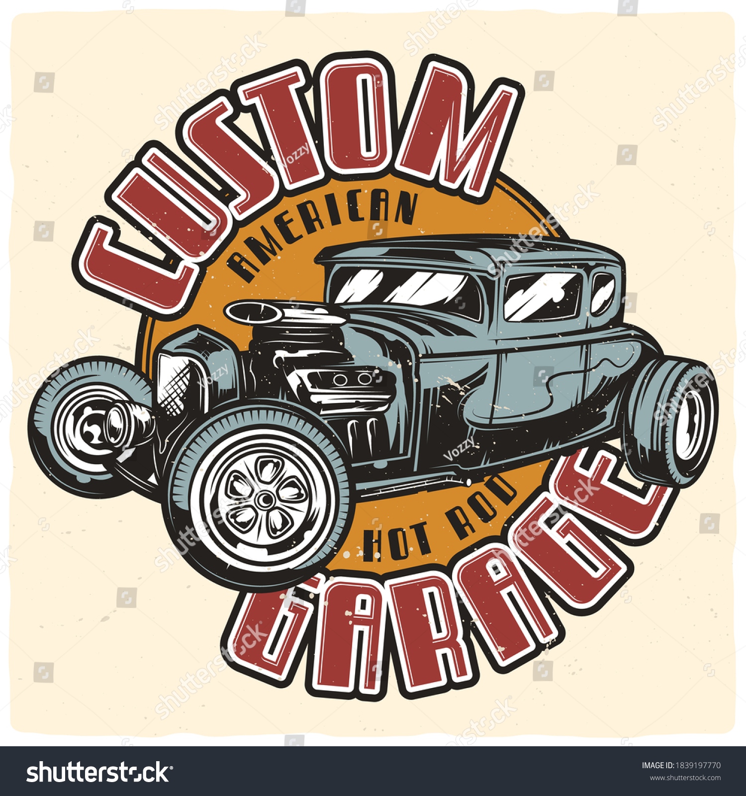 Tshirt Poster Design Illustration Hot Rod Stock Vector (Royalty Free ...