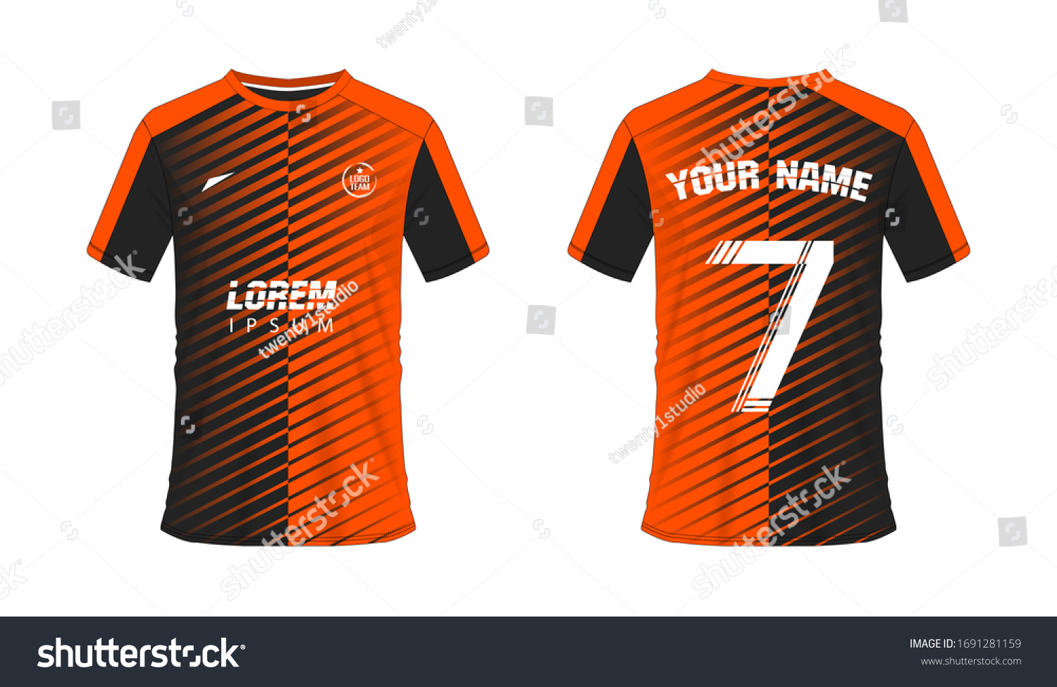 Vector De Stock Libre De Regalias Sobre Futbol De Color Naranja Y Negro