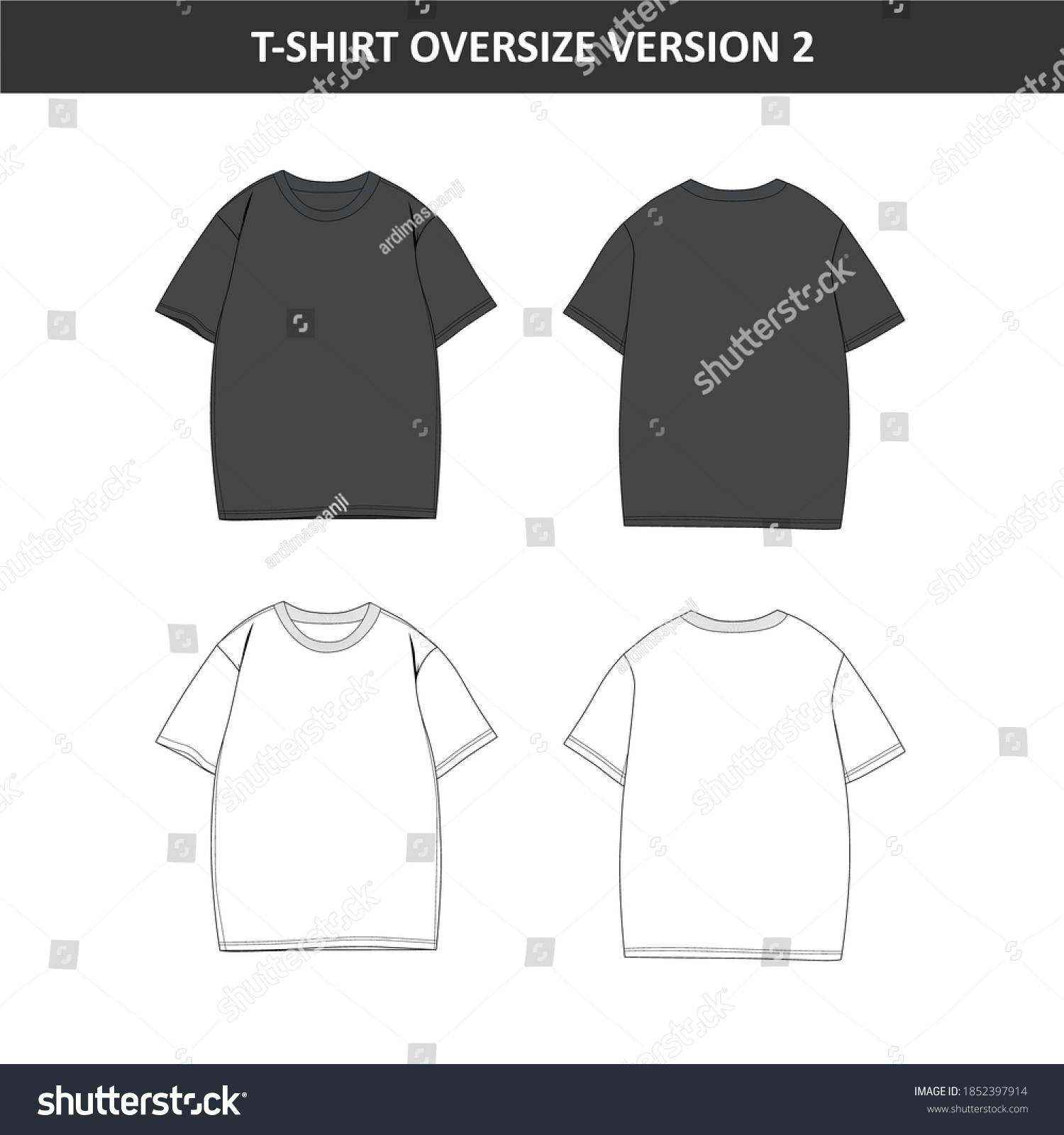 Download Tshirt Oversize V2 Black White Mock Stock Vector Royalty Free 1852397914