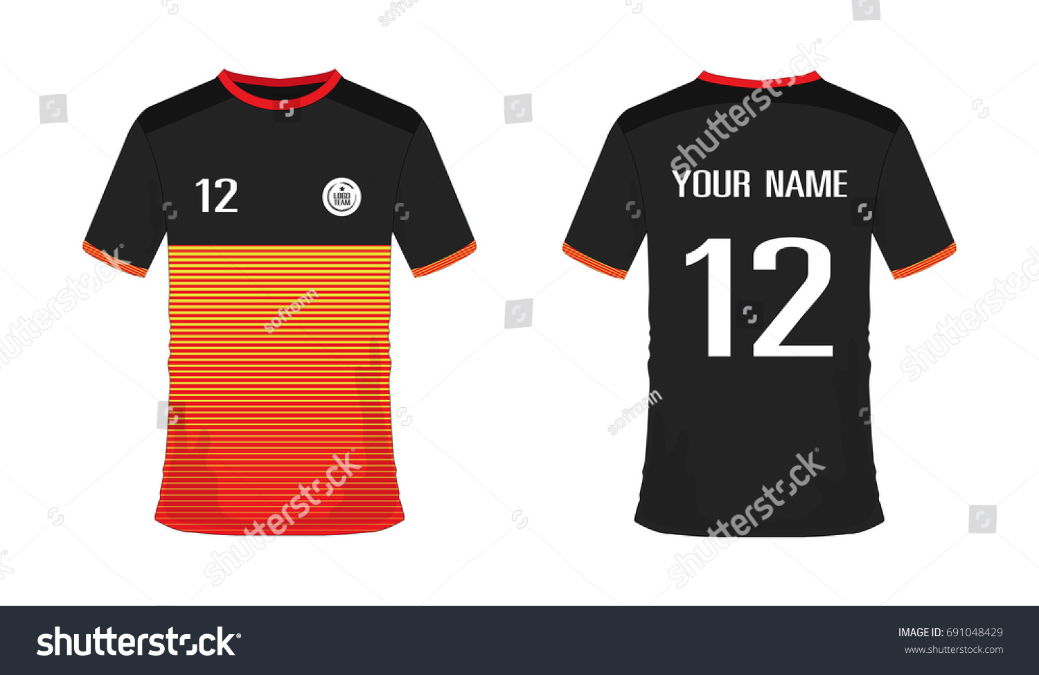 Download Tshirt Red Black Soccer Football Template Stock Vector ...