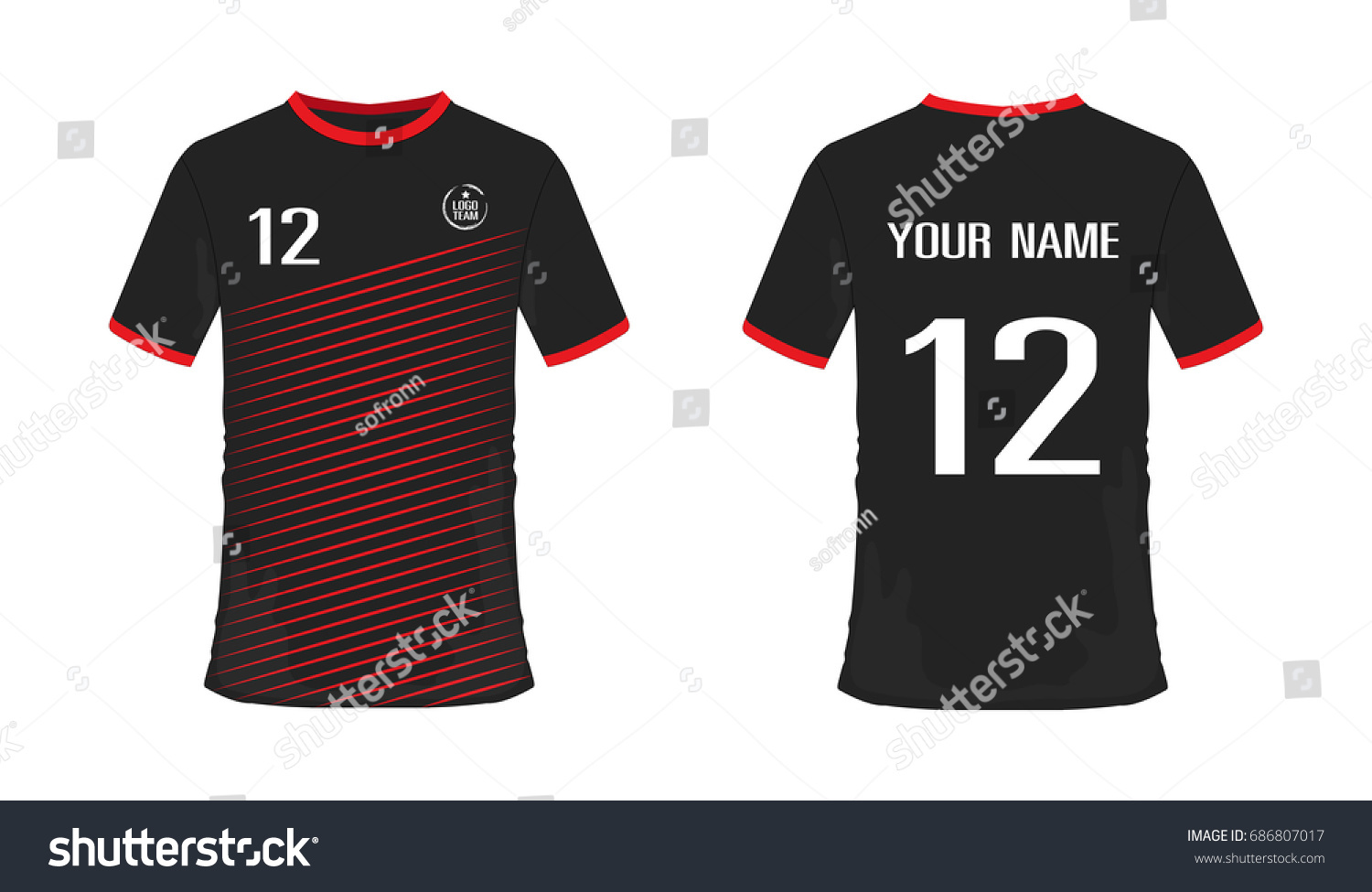 Download Tshirt Red Black Soccer Football Template Stock Vector ...