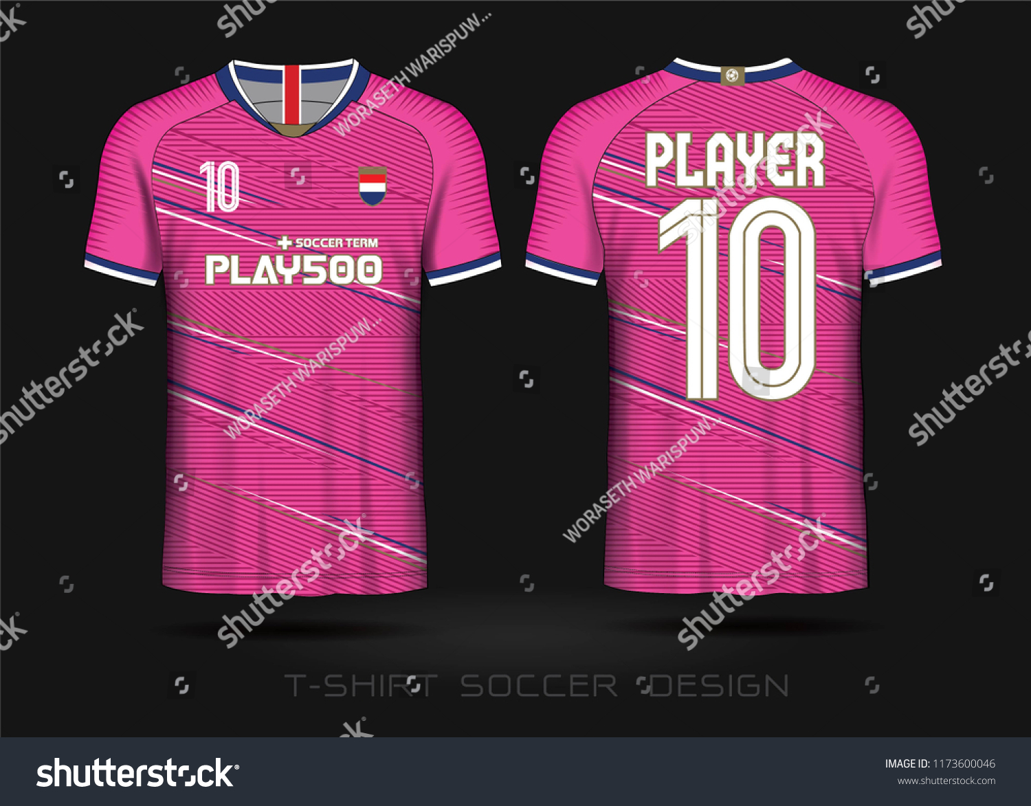 pink and blue soccer jerseys