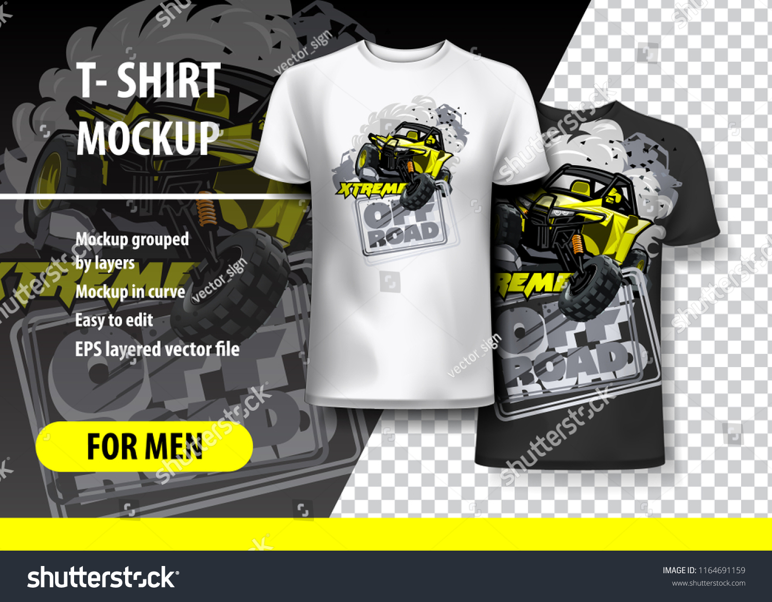 Download Tshirt Template Fully Editable Yellow Extreme Stock Vector Royalty Free 1164691159 PSD Mockup Templates