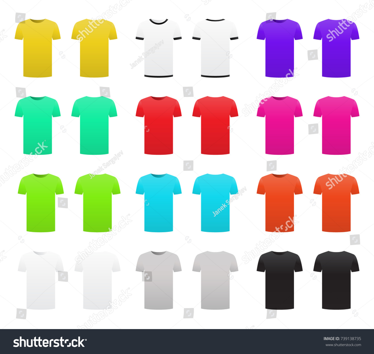 Tshirt Template Pack Set Isolated On Stock Vector (Royalty Free ...