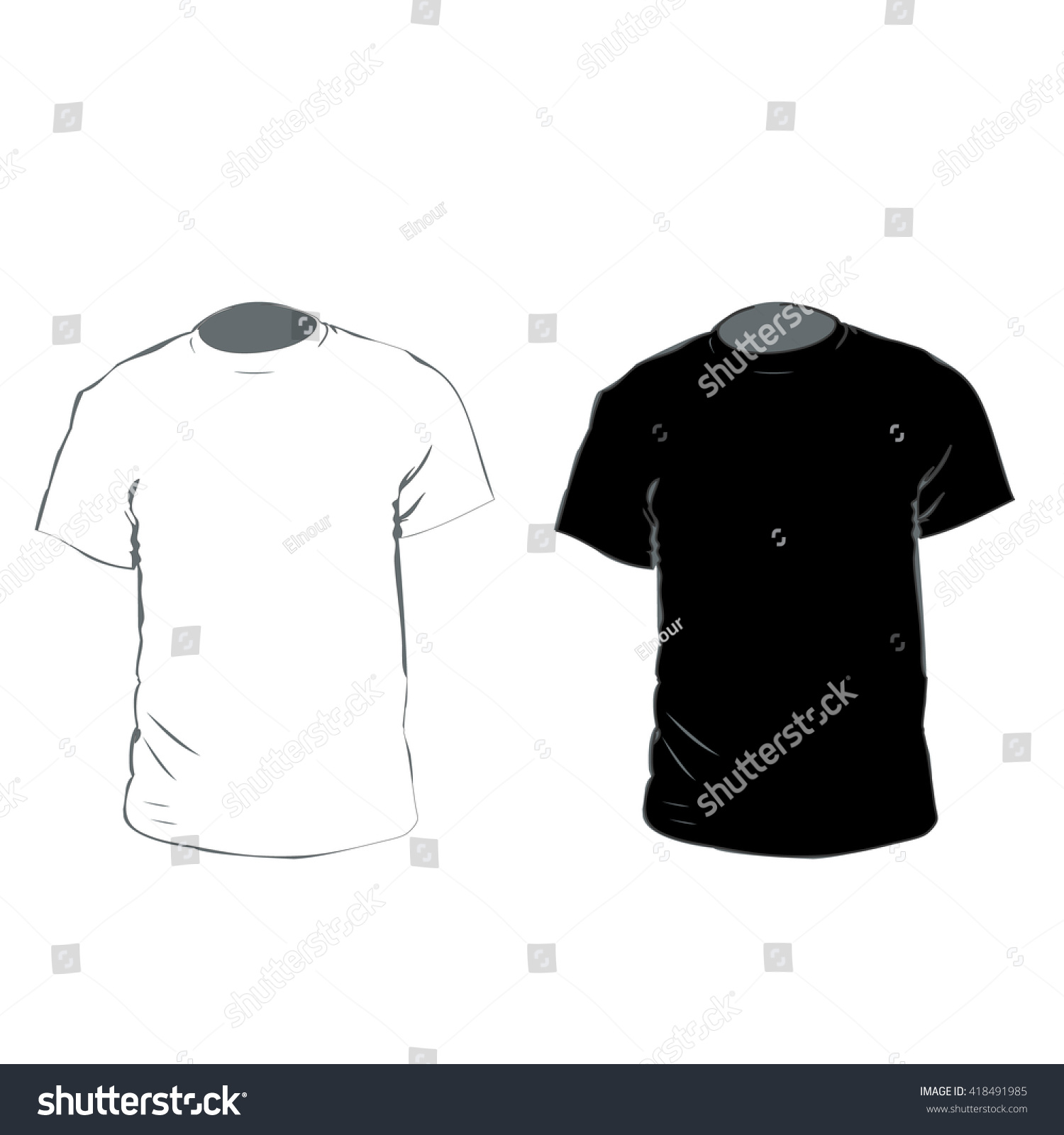 Tshirt Template Set Front Side View Stock Vector (Royalty Free ...