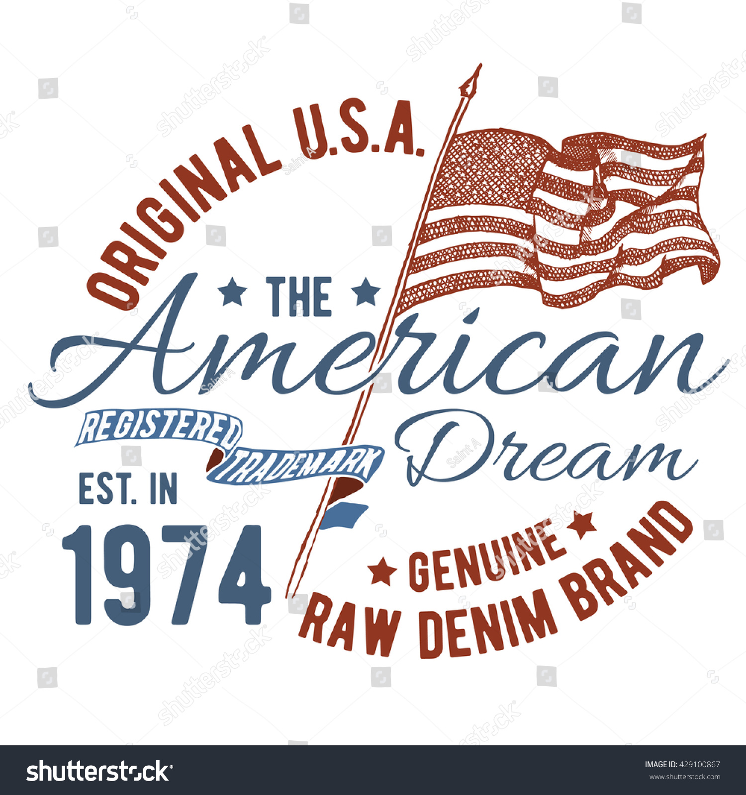 Tshirt Typography Design Usa Printing Graphics Stock Vector