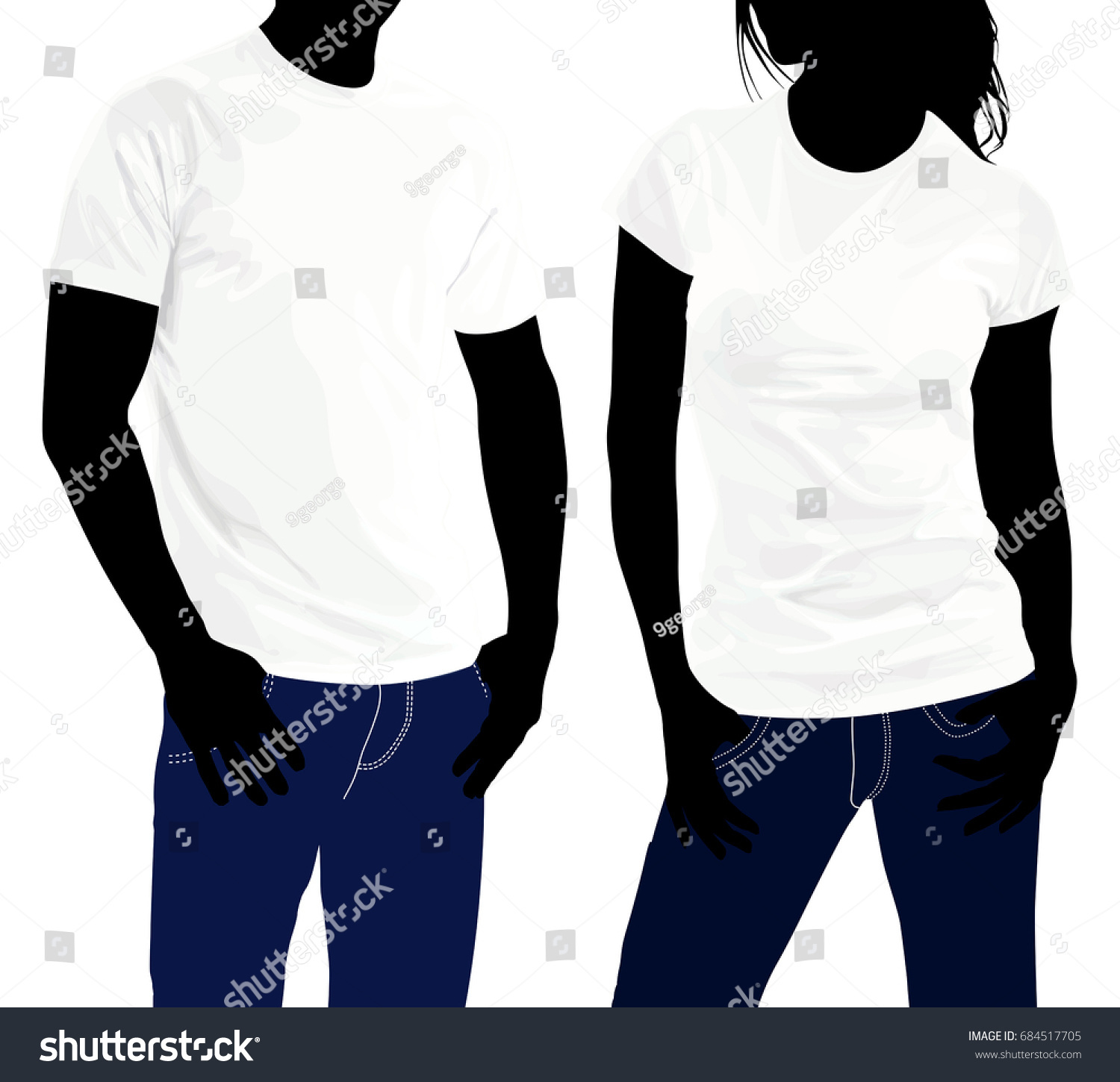 Tshirts Body Silhouette Men Women Template Stock Vector 684517705 ...