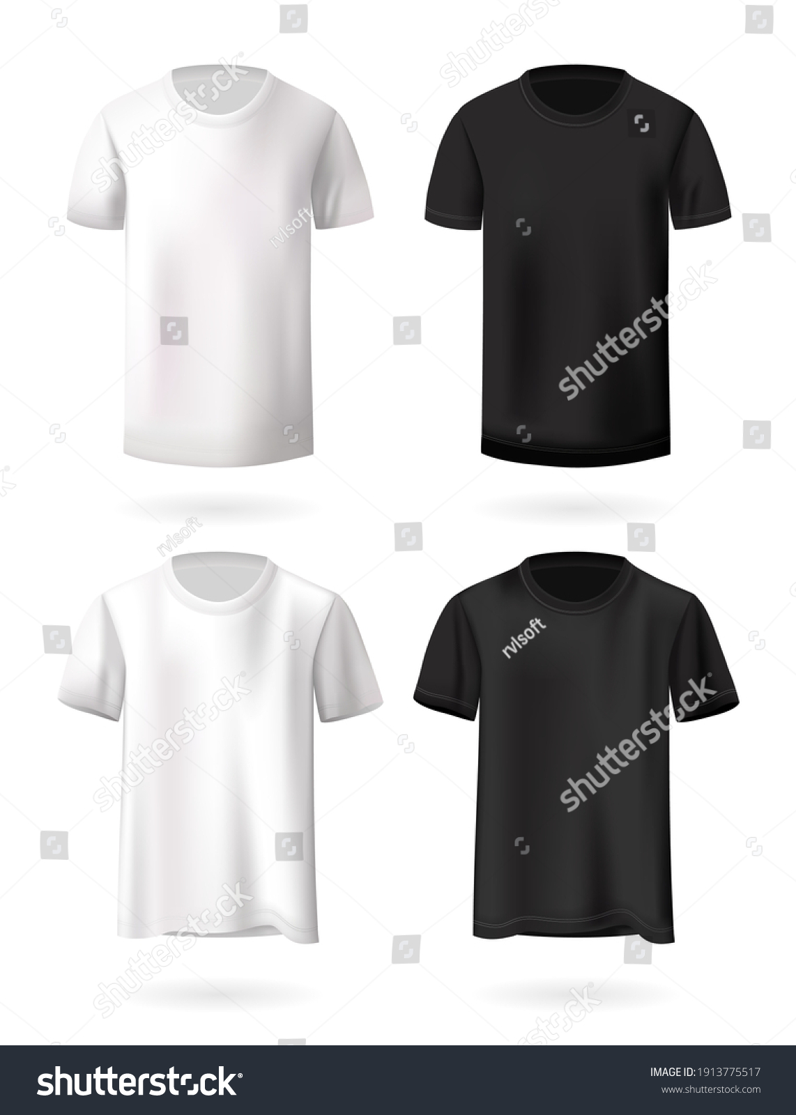 Tshirts Mockup Set Realistic Design Vector Stock Vector (Royalty Free ...