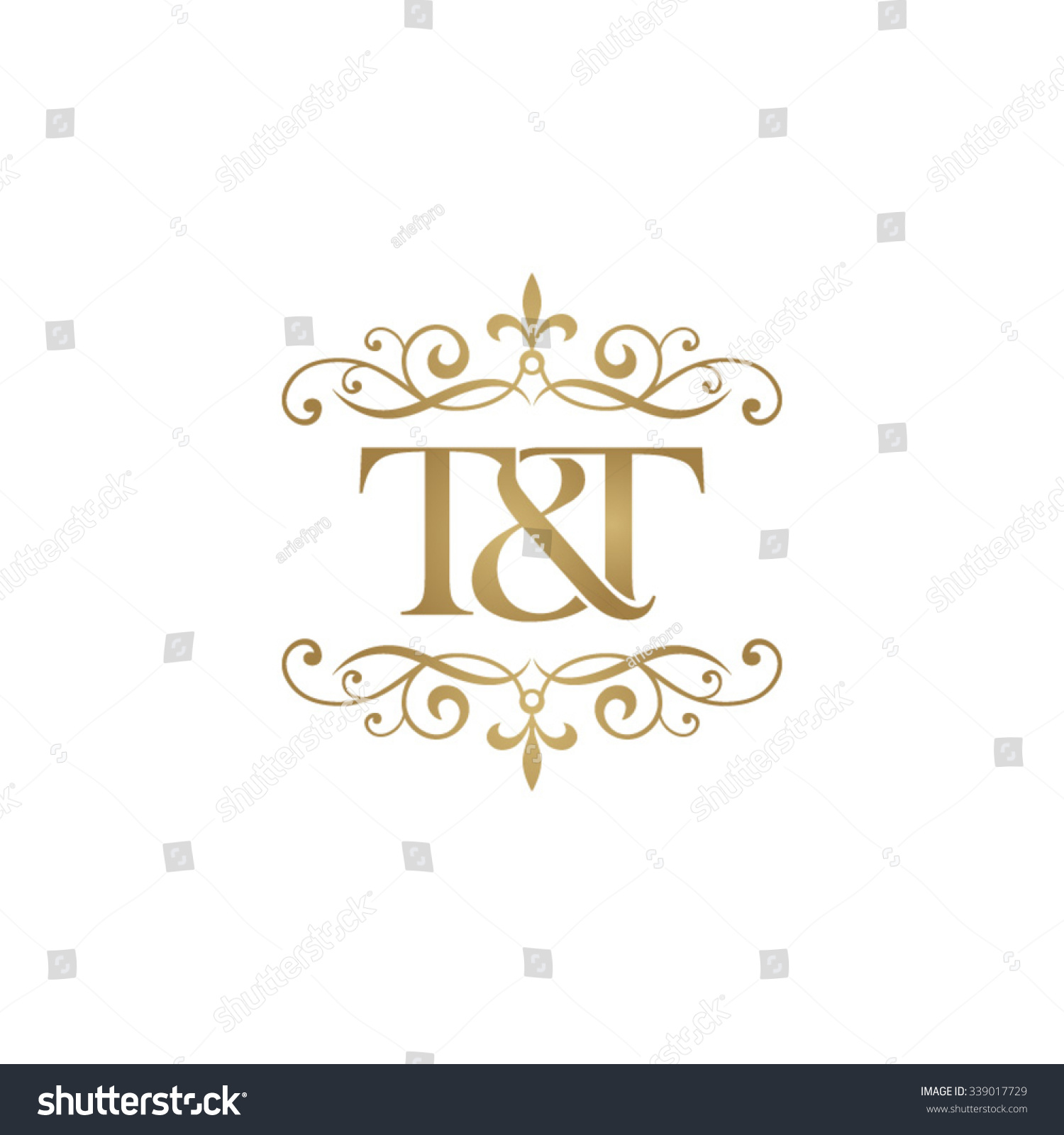 Tt Initial Logo Ornament Ampersand Monogram Stock Vector