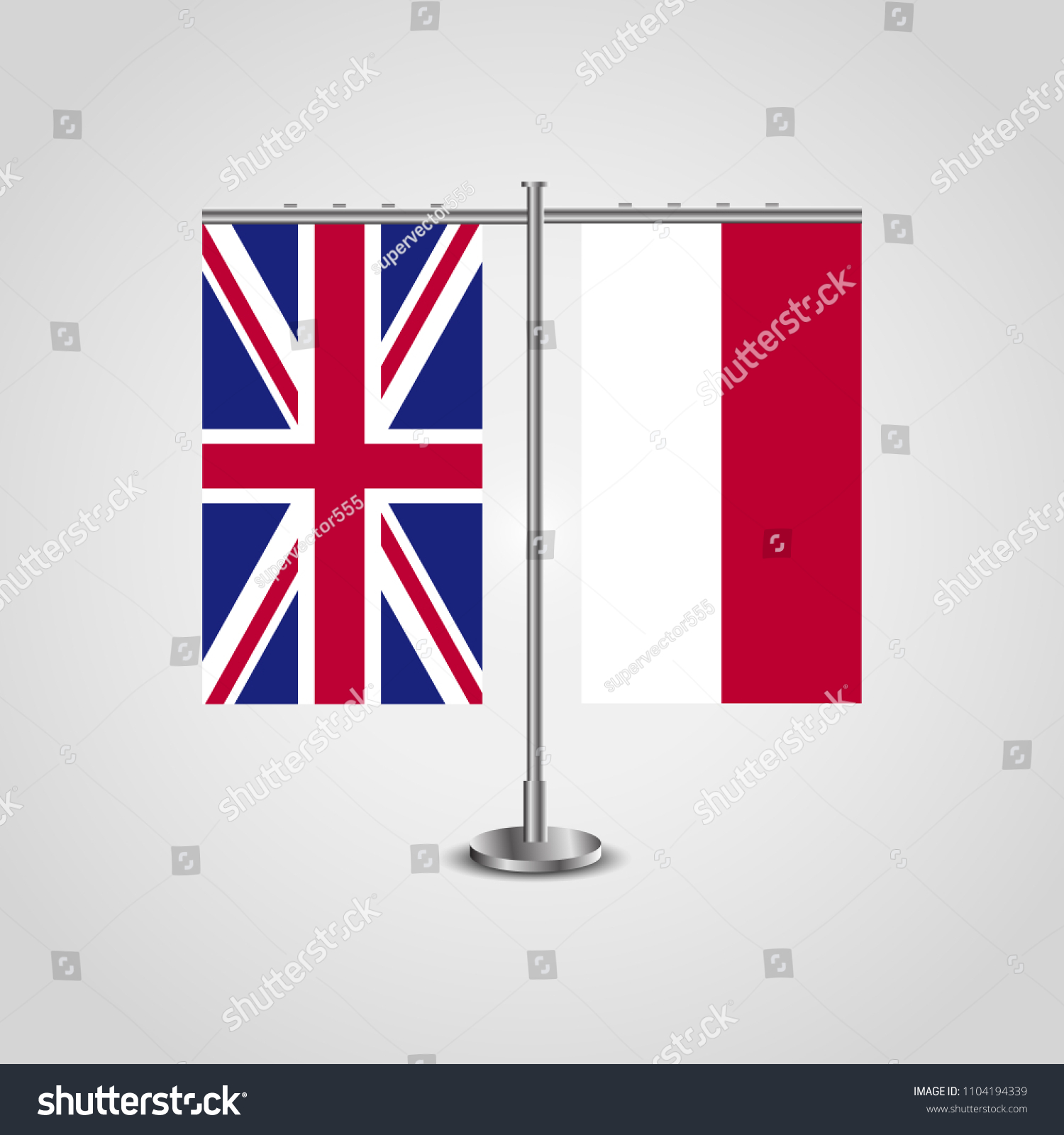 Table Stand Flags United Kingdom Indonesia Stock Vector Royalty Free