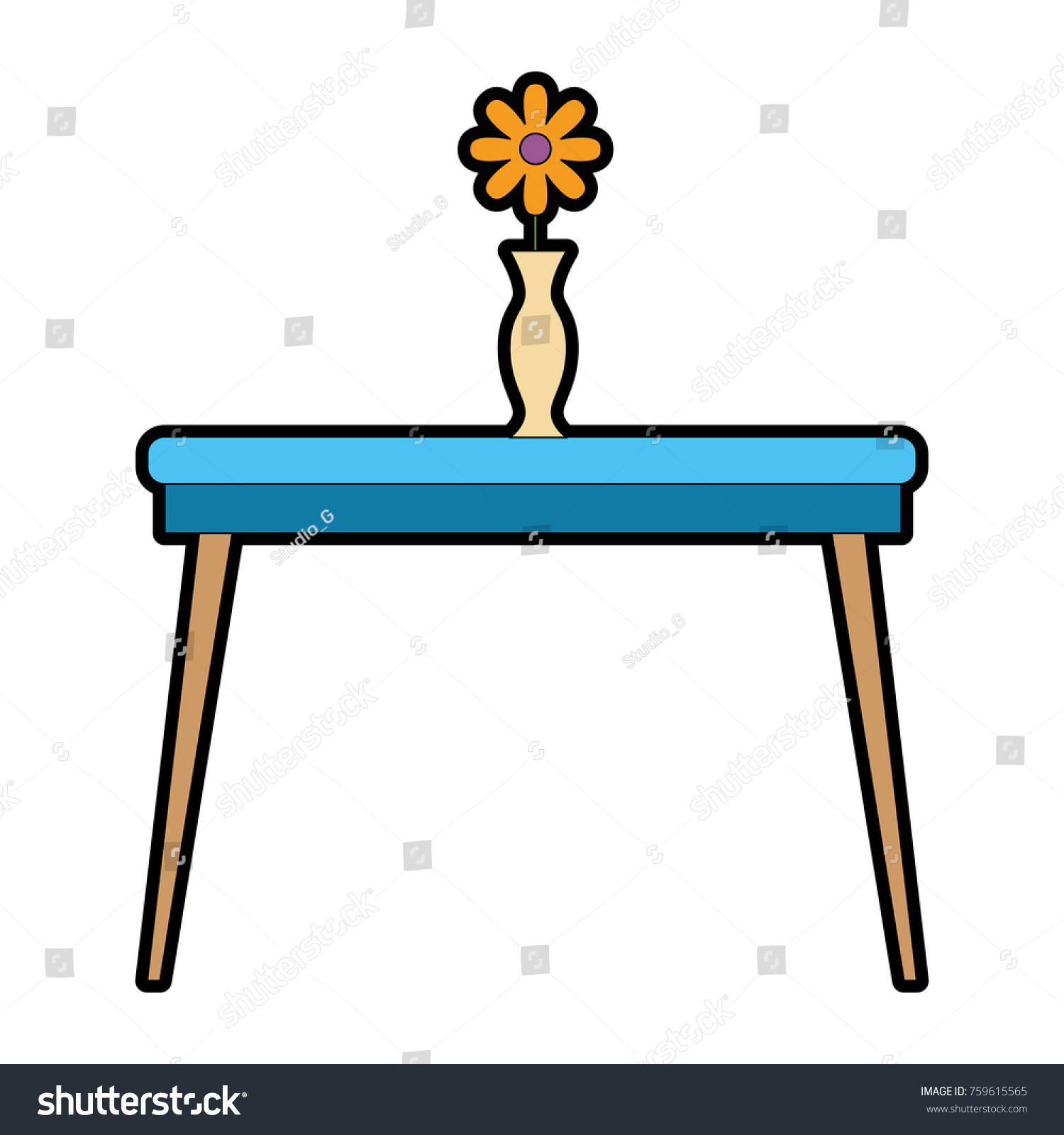 Table Flower Vase Icon Stock Vector Royalty Free 759615565