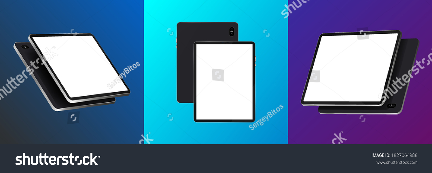 Tablet Mockups On Colorful Background 3d Stock Vector (Royalty Free ...