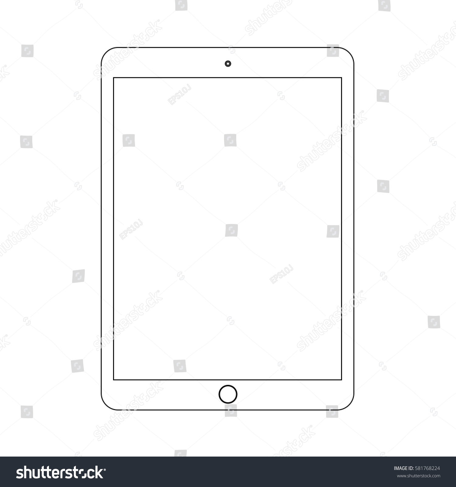 Tablet Outline Icon On White Background Stock Vector (Royalty Free ...