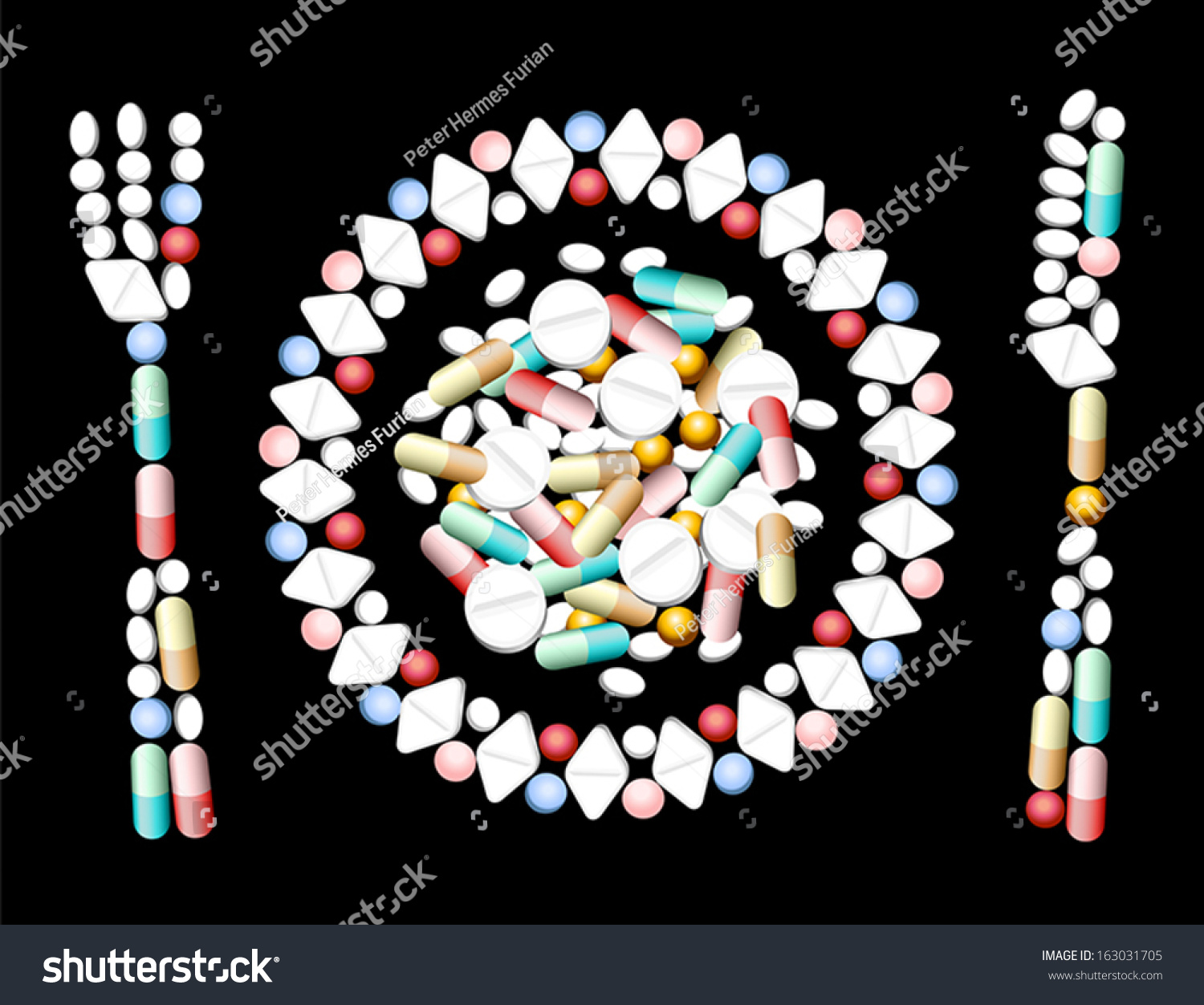 Tablets Pills Capsules That Shape Fork Stock Vector Royalty Free
