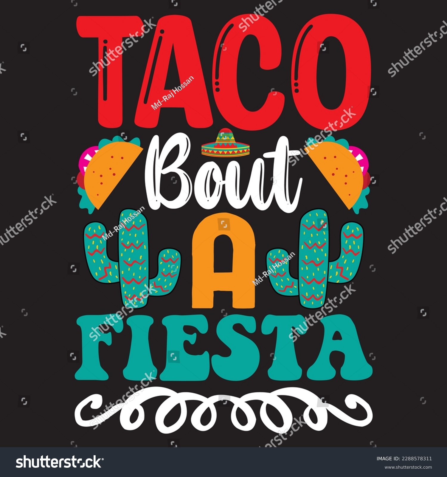 SVG of Taco Bout a Fiesta T-shirt Design Vector File svg