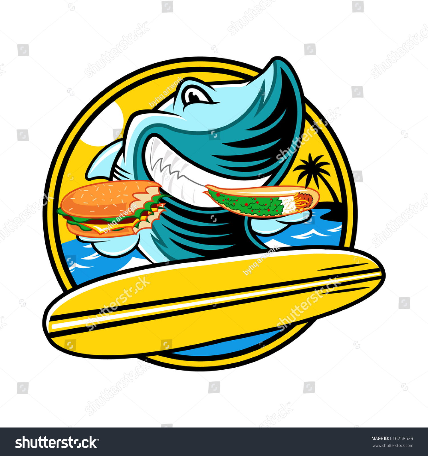 Taco Shark Logo Stock Vector (Royalty Free) 616258529