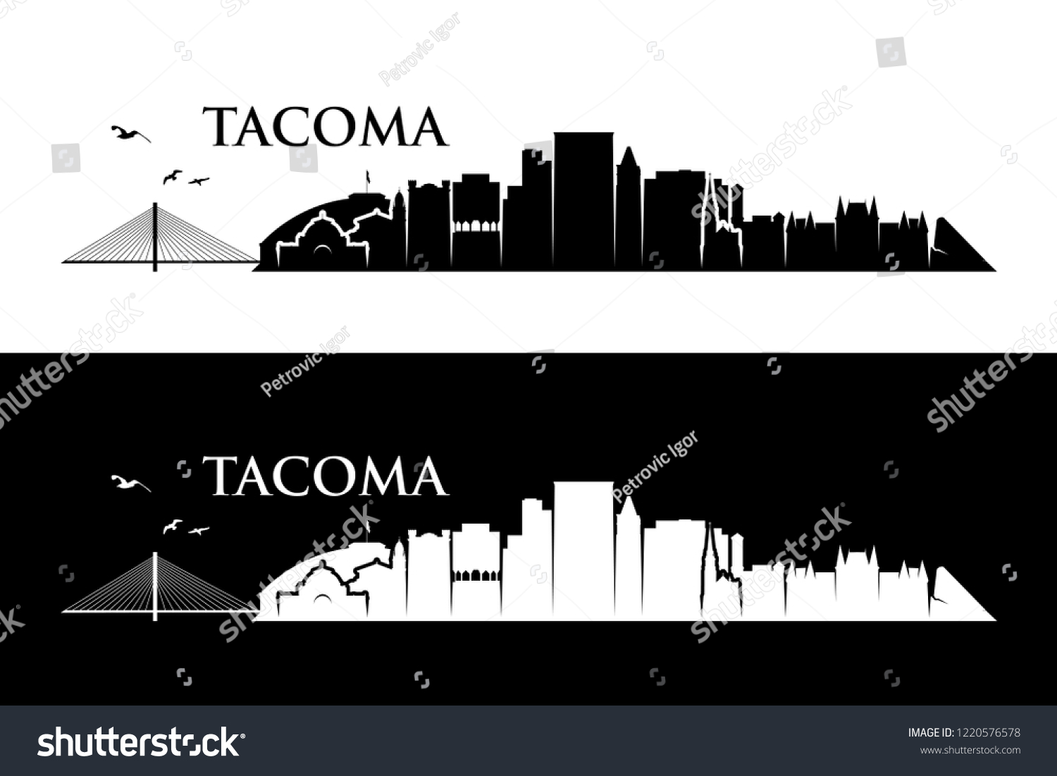 SVG of Tacoma skyline - Washington, United States of America, USA - vector illustration svg