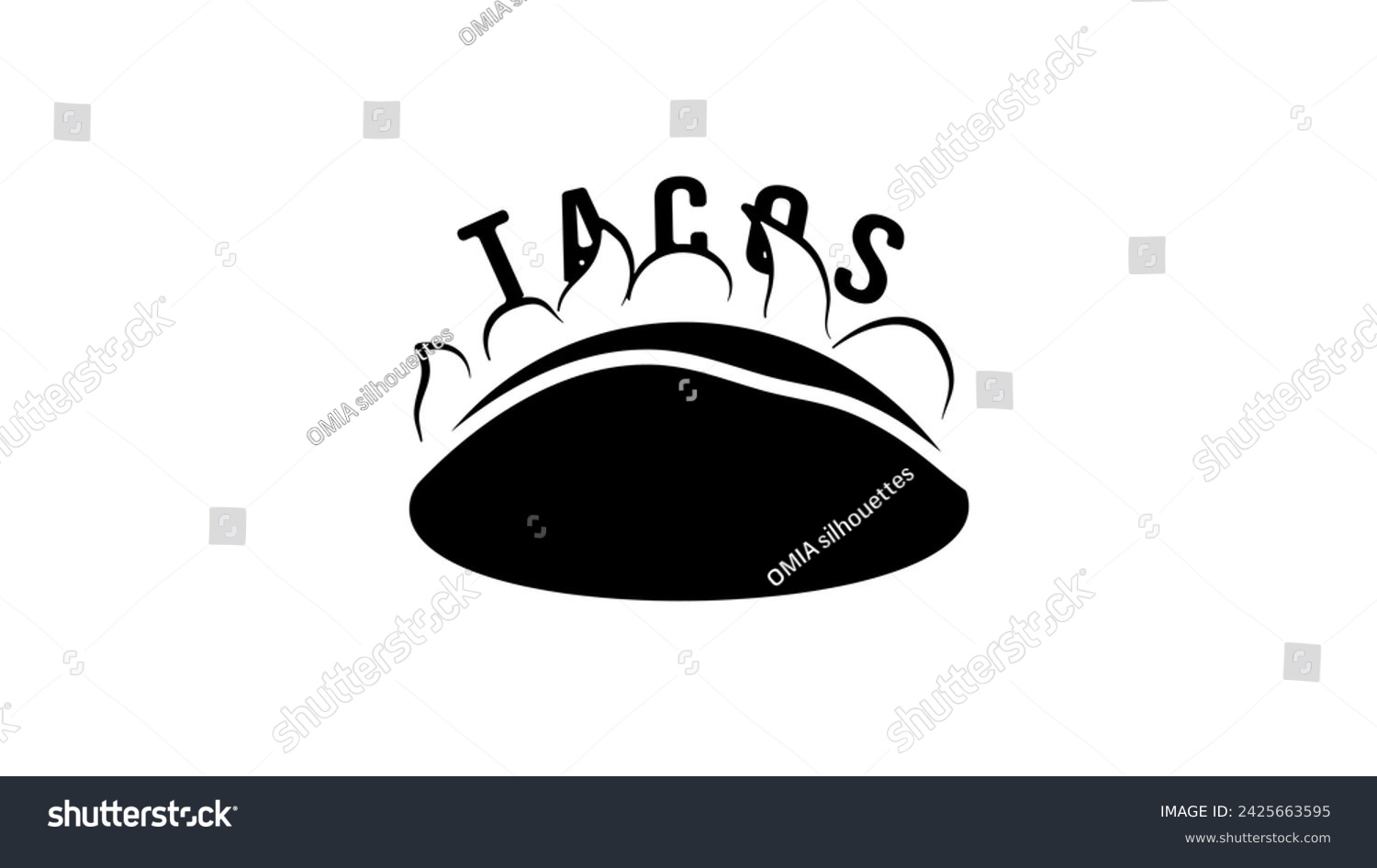 SVG of Tacos mexican fast food sign, black isolated silhouette svg