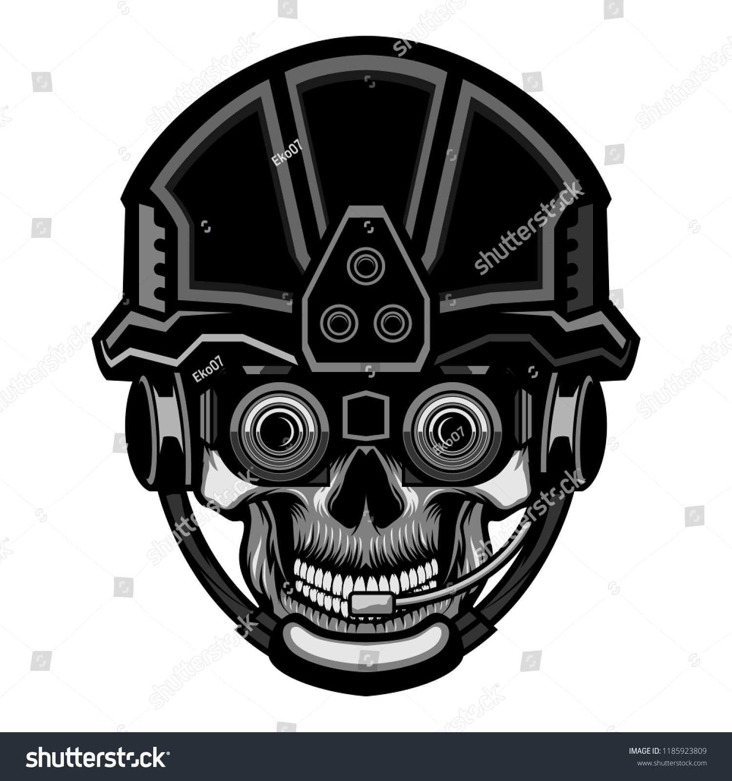 Tactical Skull Head Military Vector Illustration Stock Vector (Royalty ...