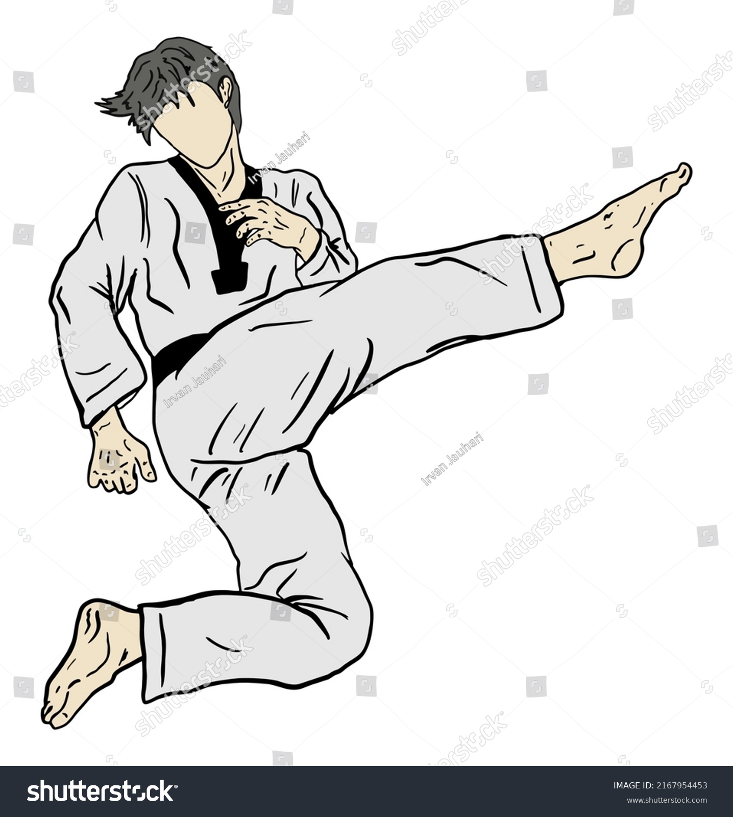 Taekwondo Illustration Vector Variety Kick Pose Stock Vector (Royalty ...