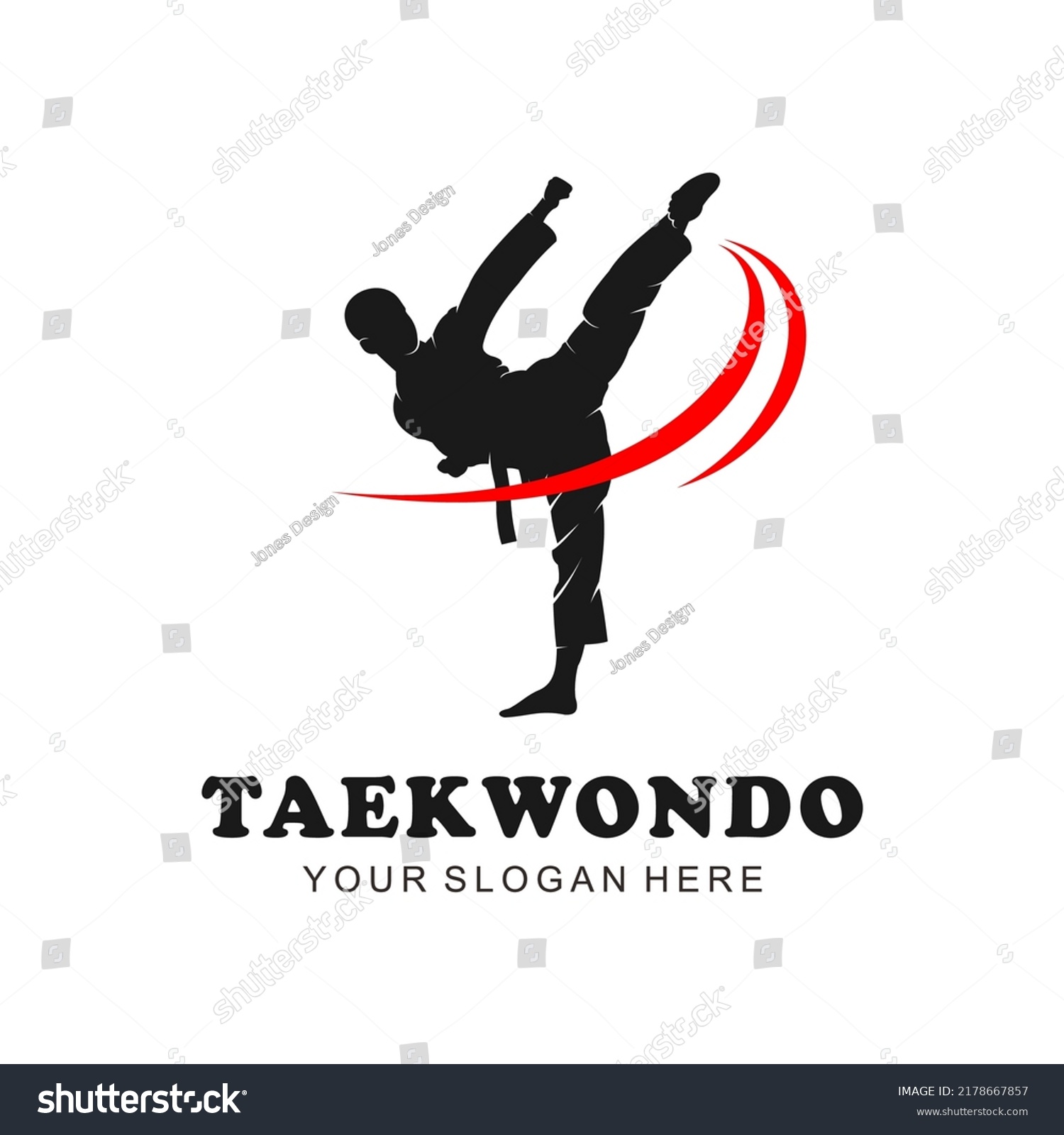 Taekwondo Player Logo Silhouette Vector Template Stock Vector (Royalty ...