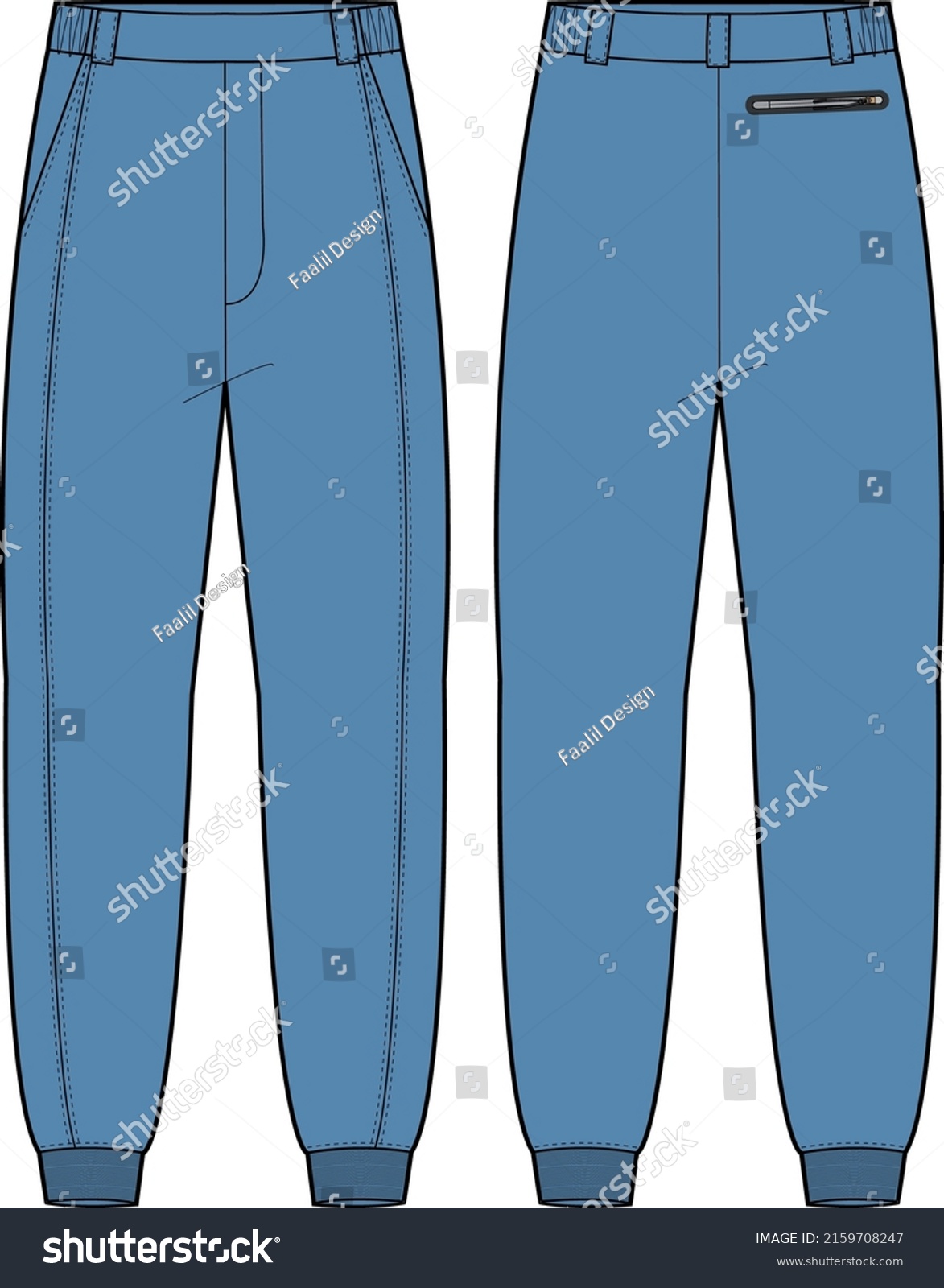 Tailored Tapered Jogger Bottom Pants Design Stock Vector (Royalty Free ...
