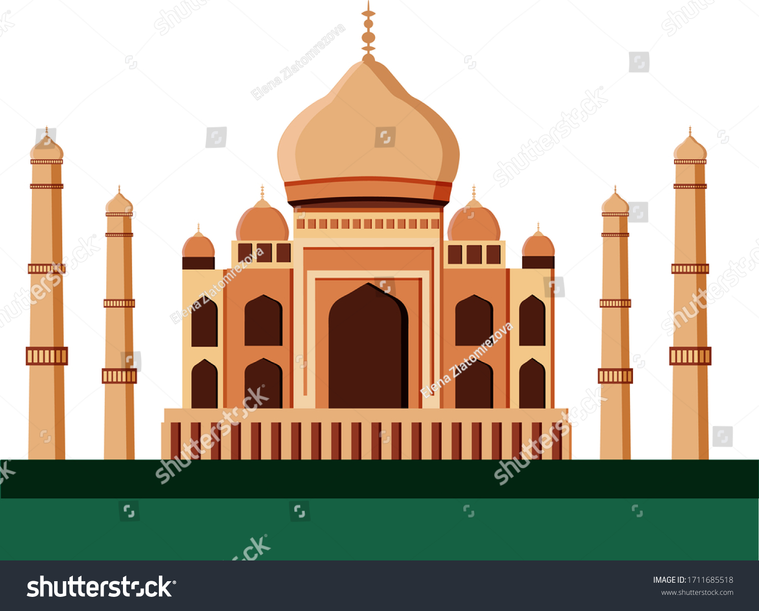 Taj Mahal White Marble Mosque Mausoleum Stock Vector (Royalty Free ...