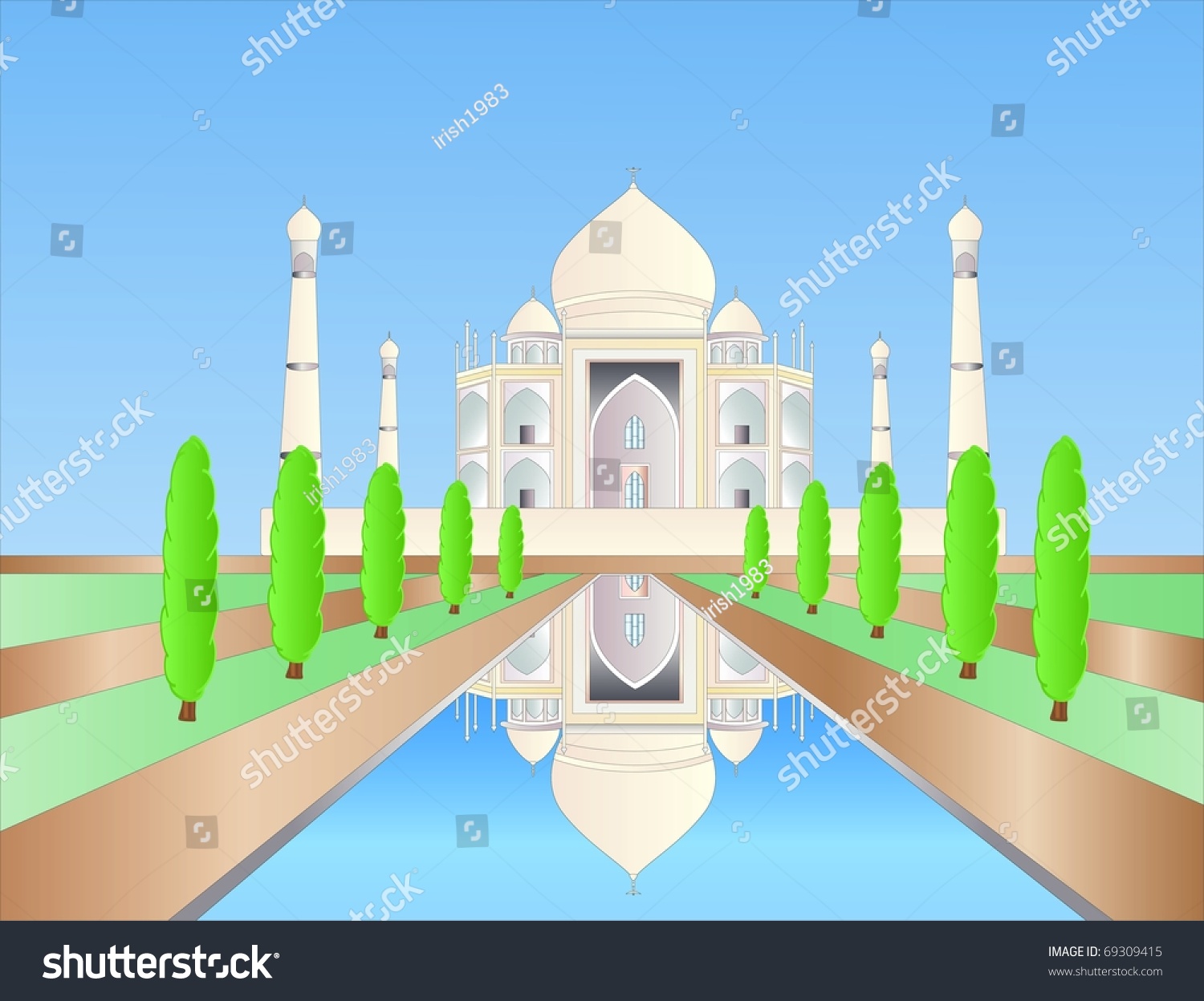 Taj Mahal ( Background On Separate Layer ) Stock Vector Illustration ...