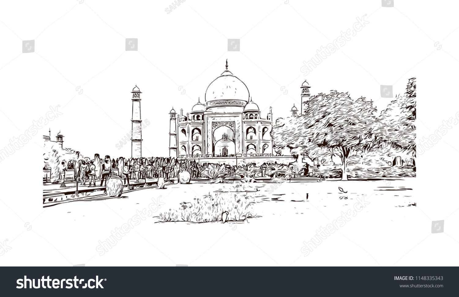 Taj Mahal Mausoleum Agra Uttar Pradesh Stock Vector (Royalty Free ...