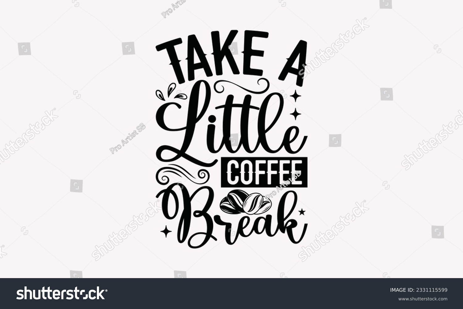 SVG of Take a little coffee break - Coffee SVG Design Template, Drink Quotes, Calligraphy graphic design, Typography poster with old style camera and quote. svg