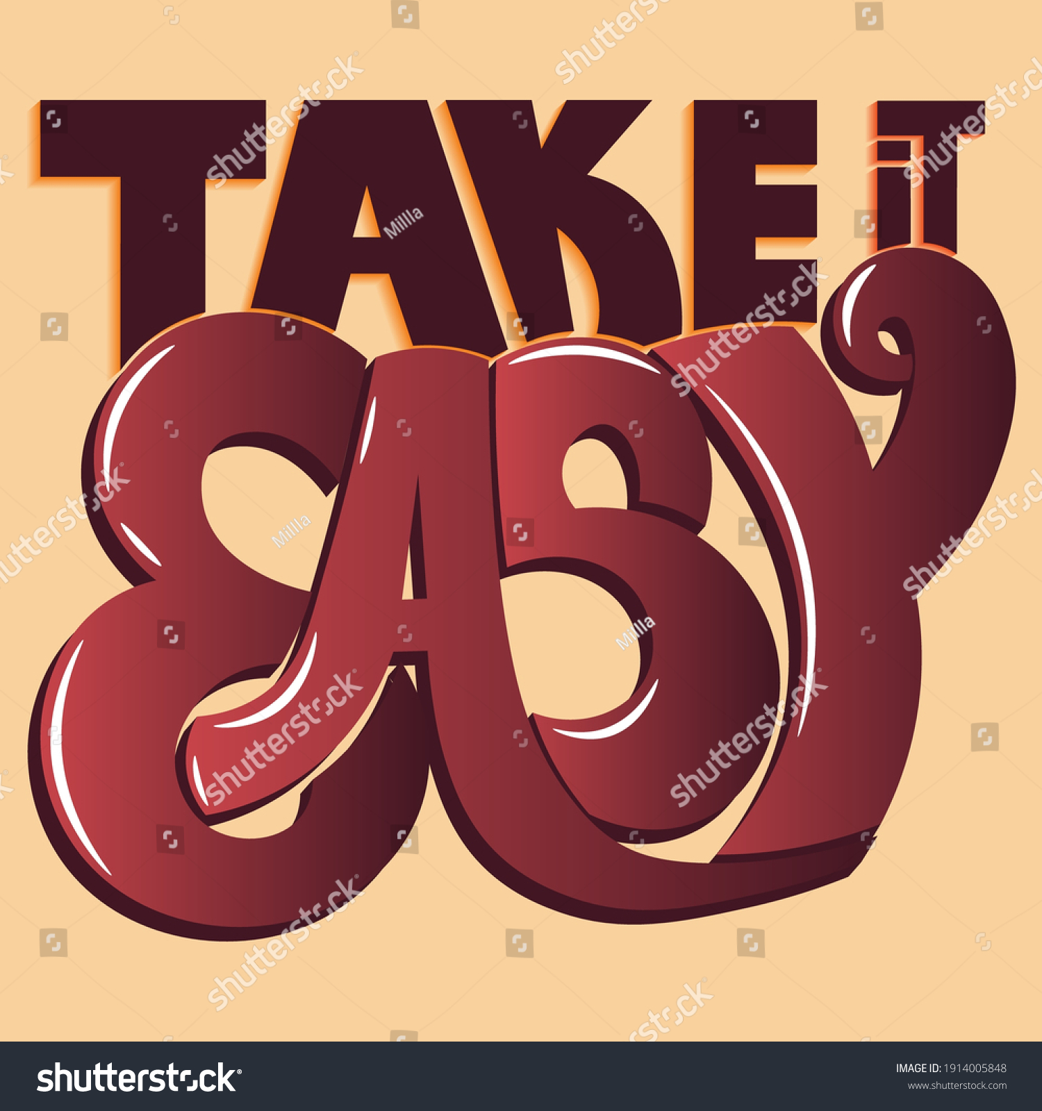 take-easy-phrase-unique-gradient-letters-stock-vector-royalty-free