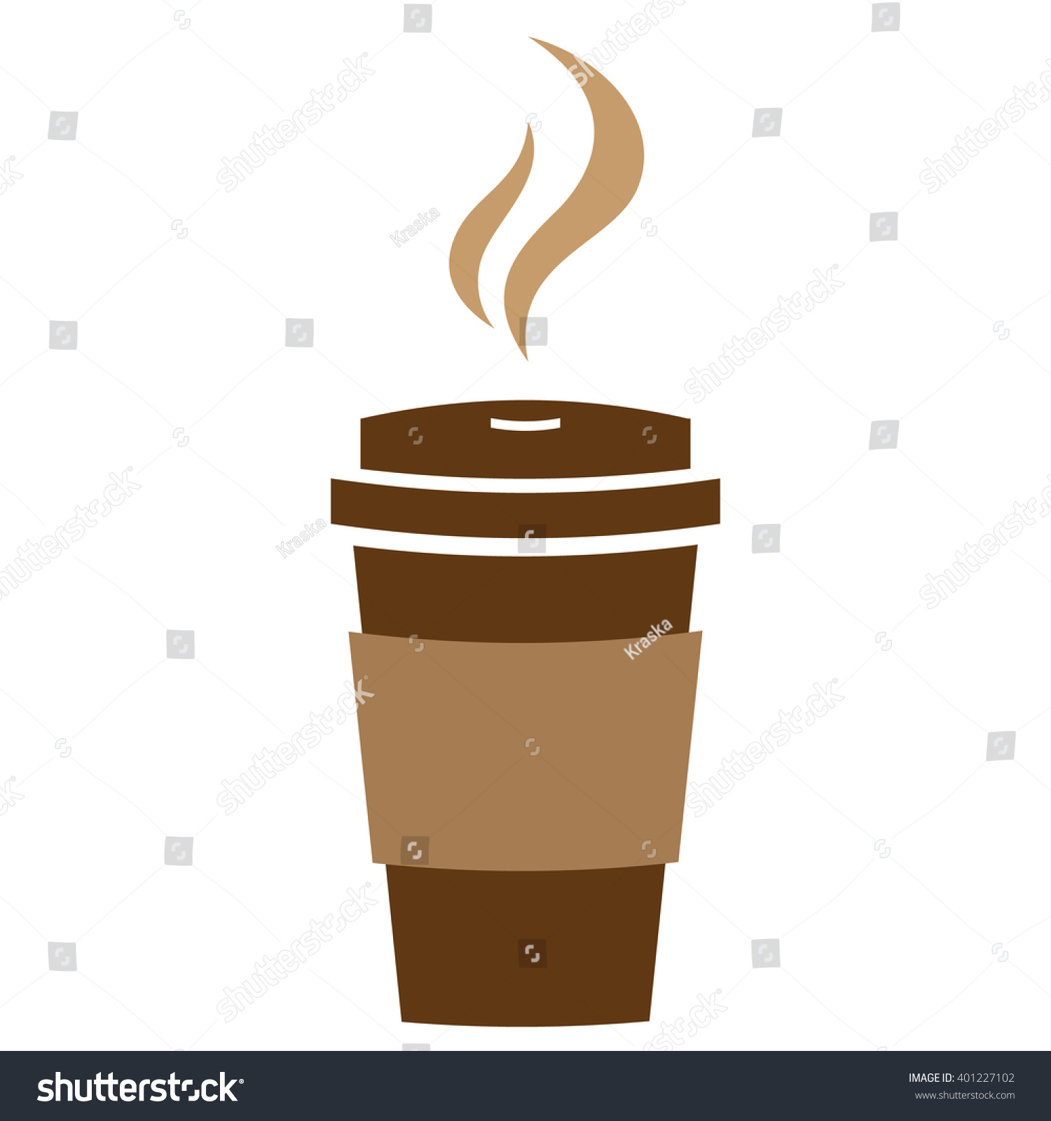 Takeaway Hot Coffee Paper Cup With Steam. Vector Sign. - 401227102 ...