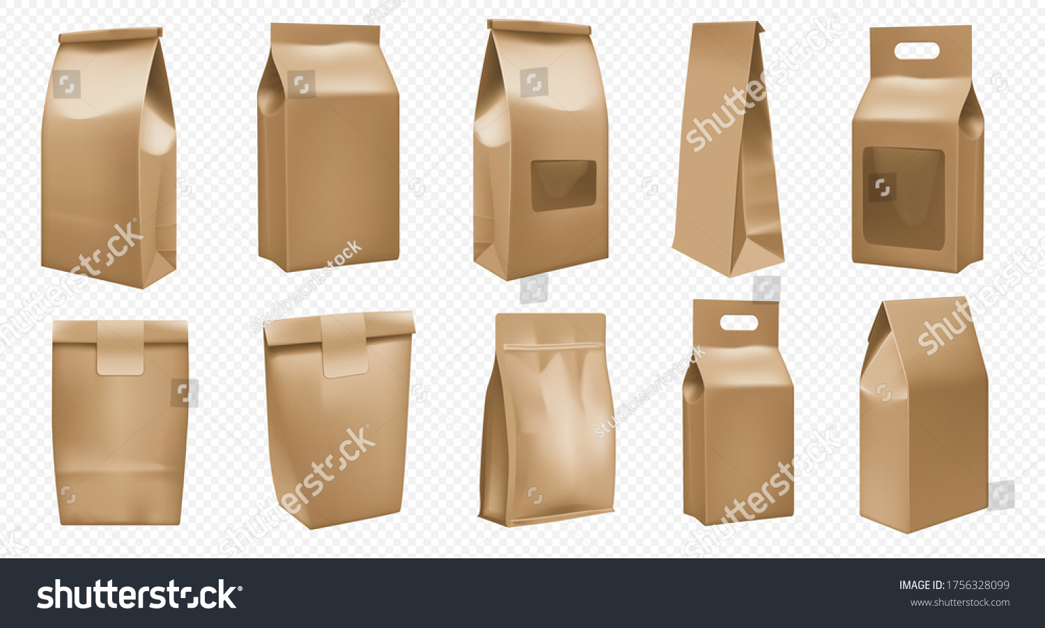 Takeout Food Craft Package Template Brown Stock Vector Royalty Free