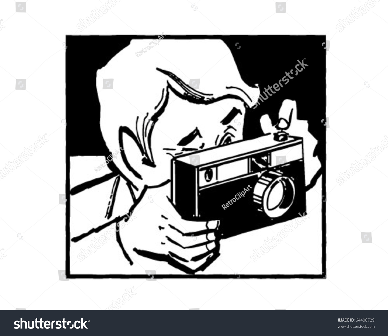 Taking A Picture - Retro Clipart Illustration - 64408729 : Shutterstock