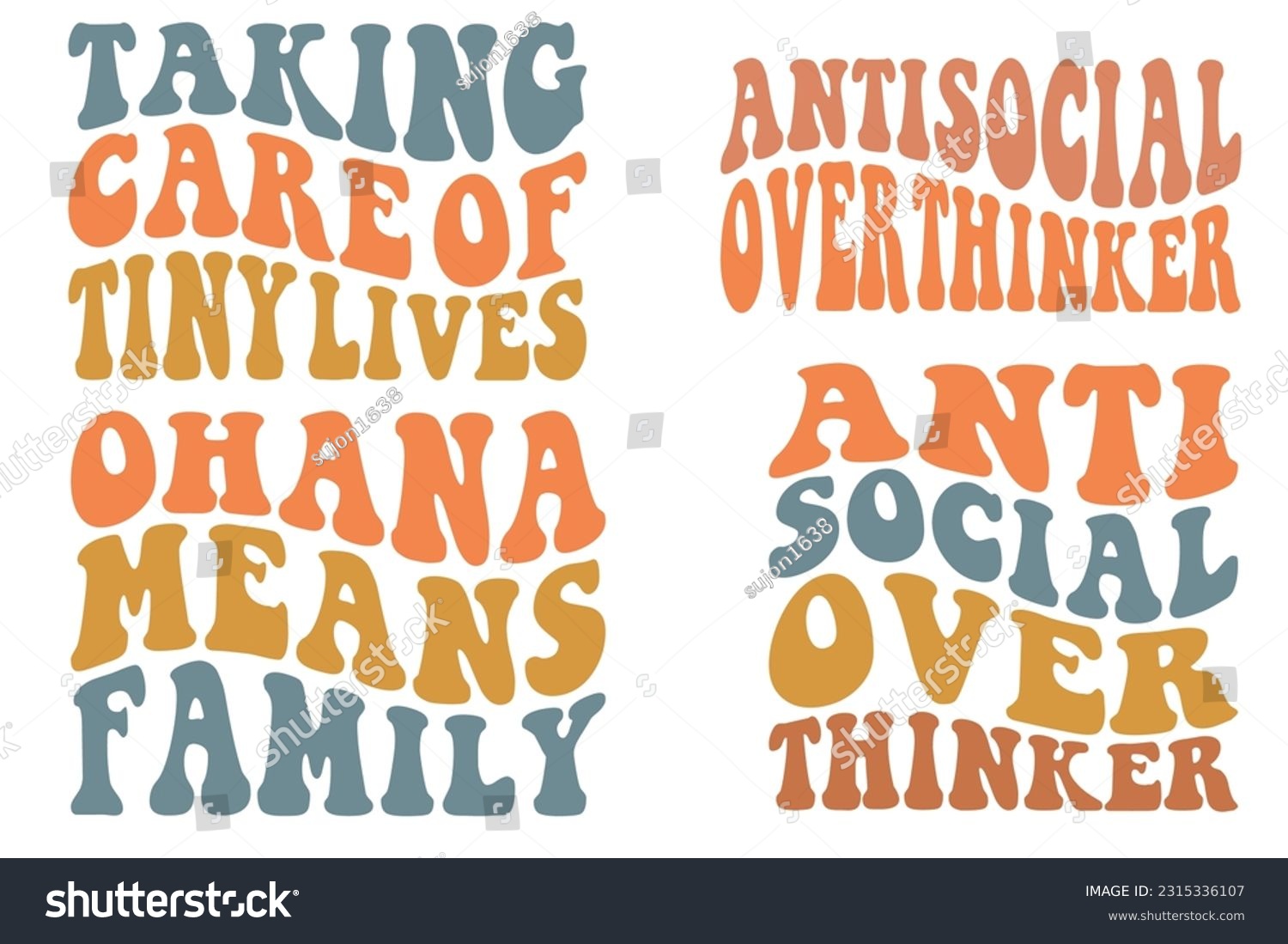 SVG of Taking care of tiny lives, anti-social over thinker, oh Ana means family retro wavy bundle SVG T-shirt designs svg