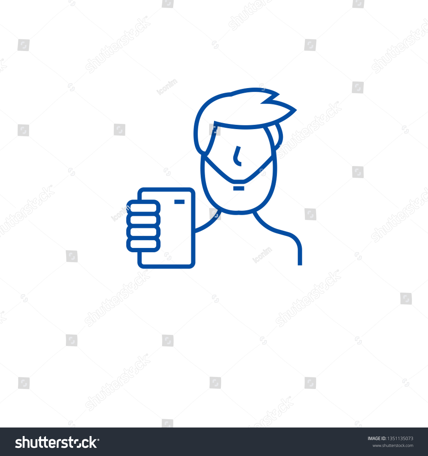 Taking Selfie Line Icon Concept Taking Stock Vector Royalty Free